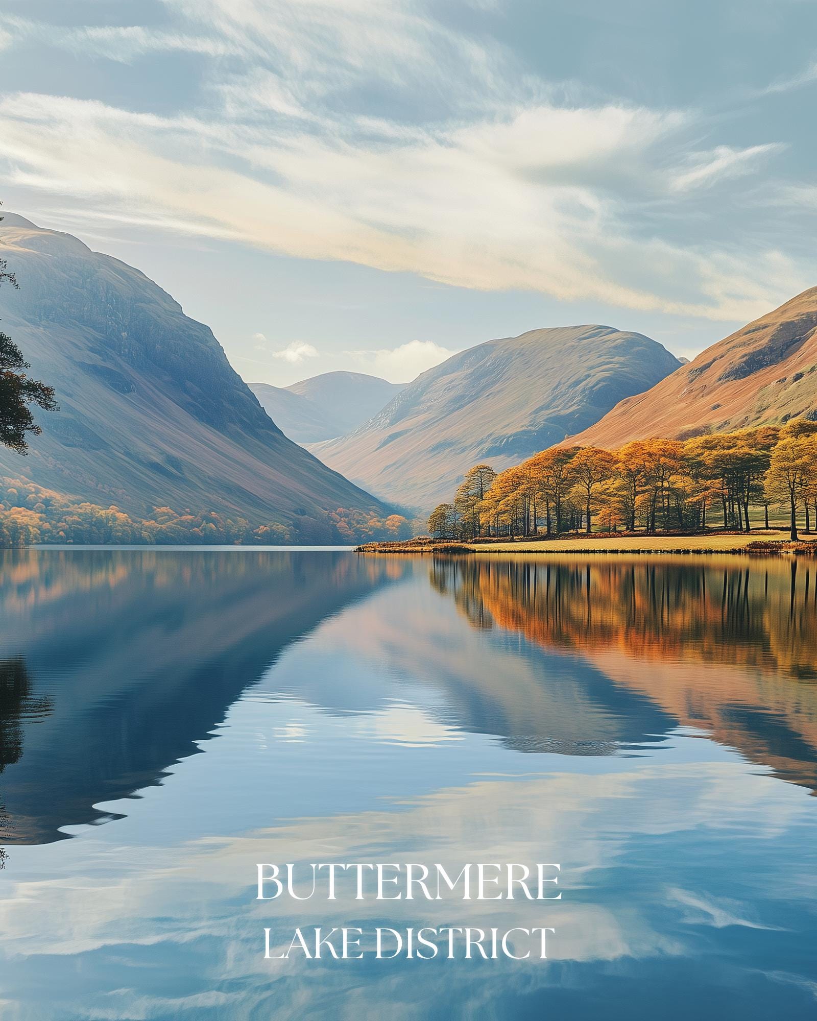 Buttermere Lake District Print: Scenic UK Landscape Travel Poster