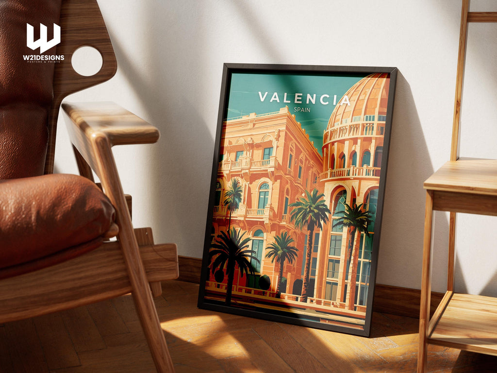 Valencia Spain Travel Poster: Mediterranean Cityscape Art Print