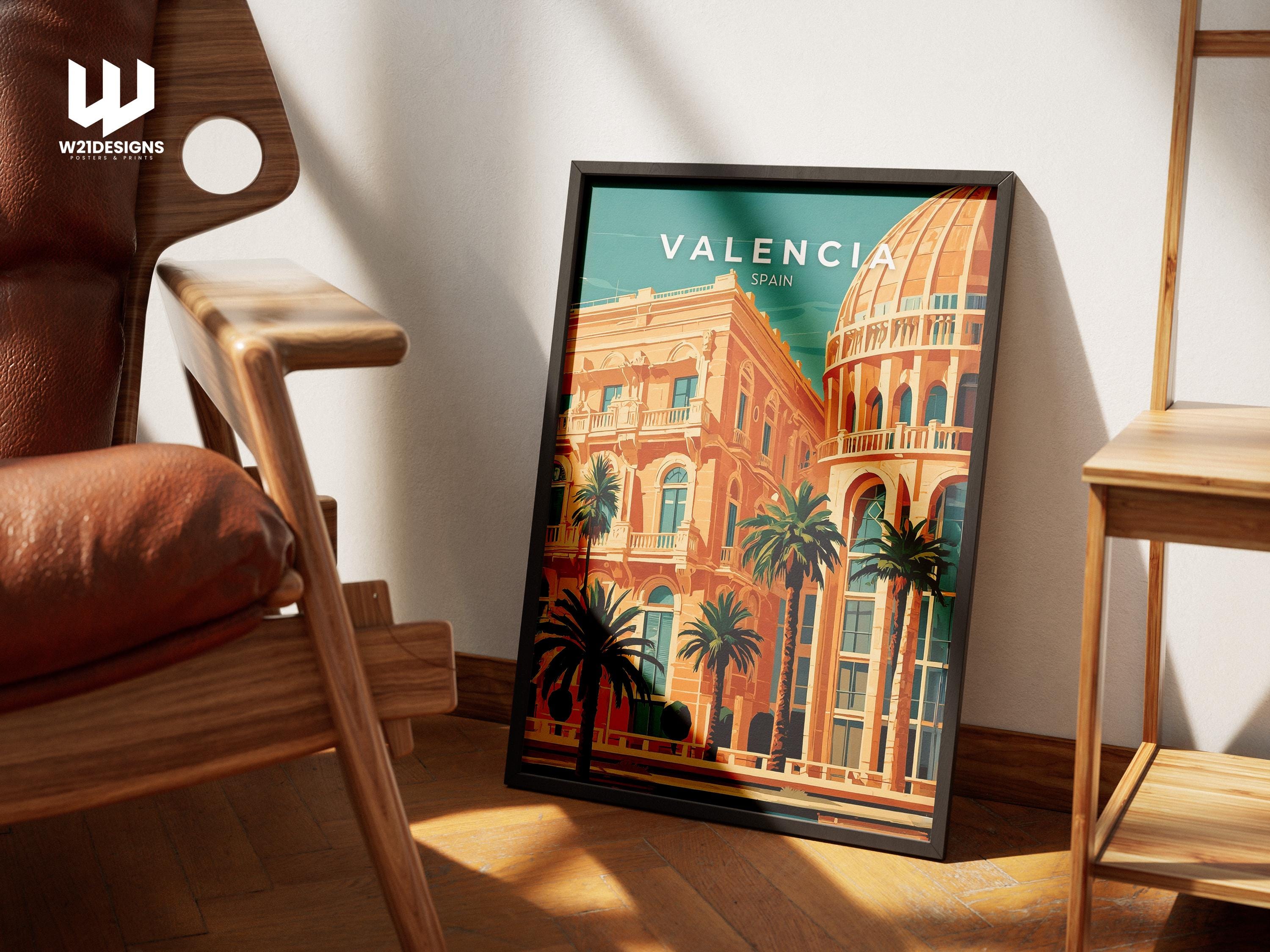 Valencia Spain Travel Poster: Mediterranean Cityscape Art Print