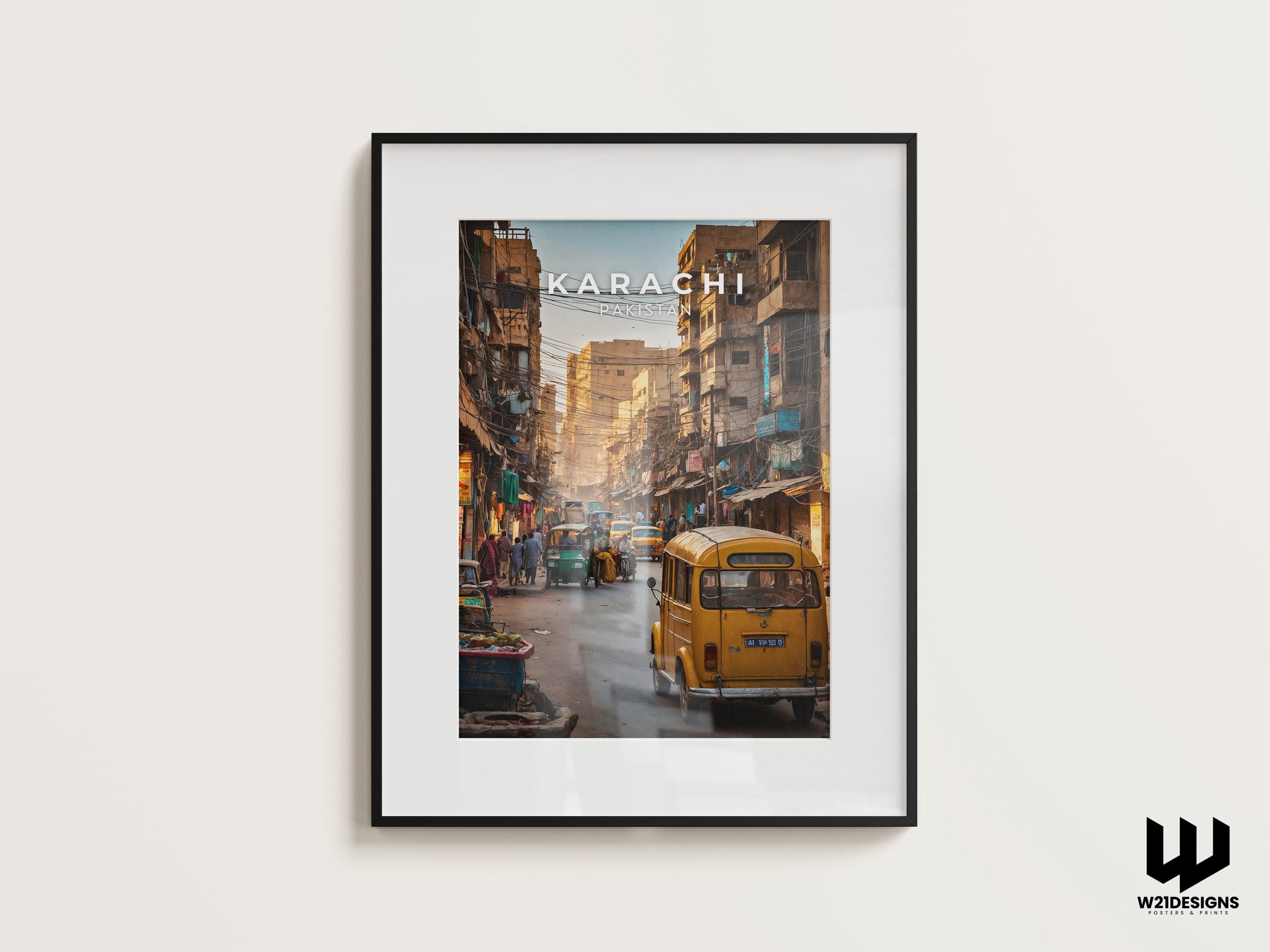 Karachi Pakistan Travel Poster: Vintage Cityscape Art Print