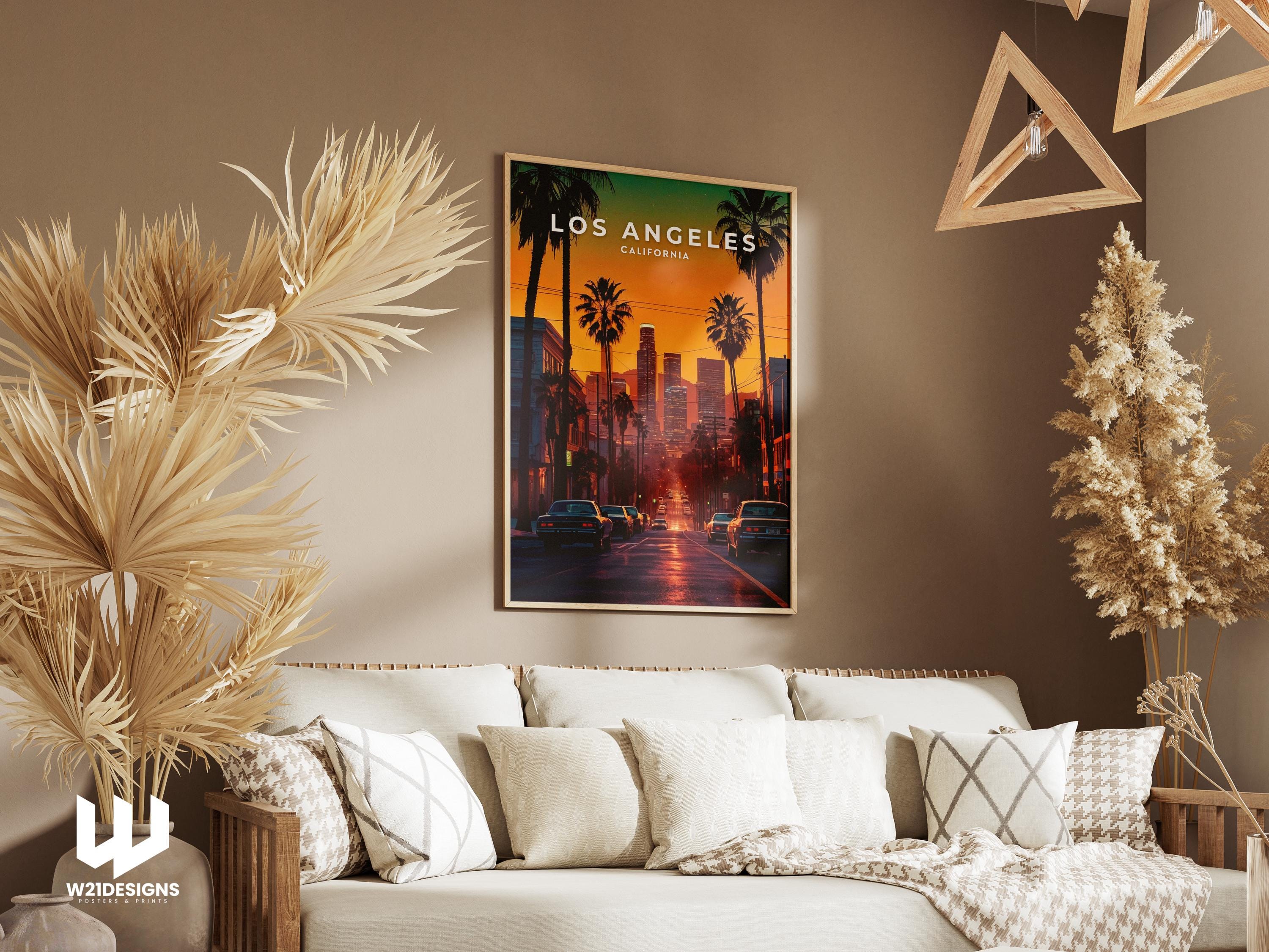 Los Angeles Travel Poster: Vintage LA Skyline Art Print