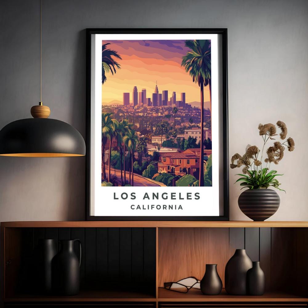 Los Angeles Travel Poster: Vintage California Art Print