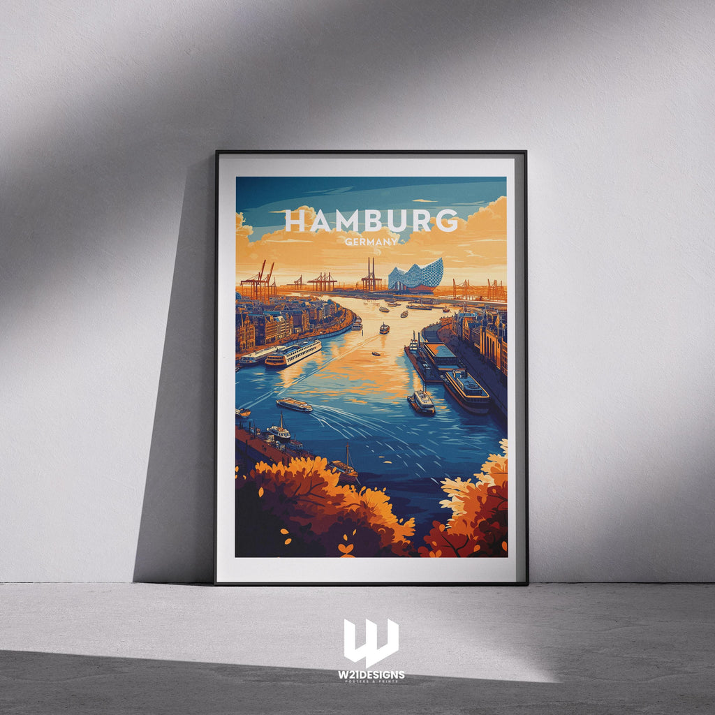 Hamburg Germany Art Print: Elbphilharmonie, HafenCity Travel Poster