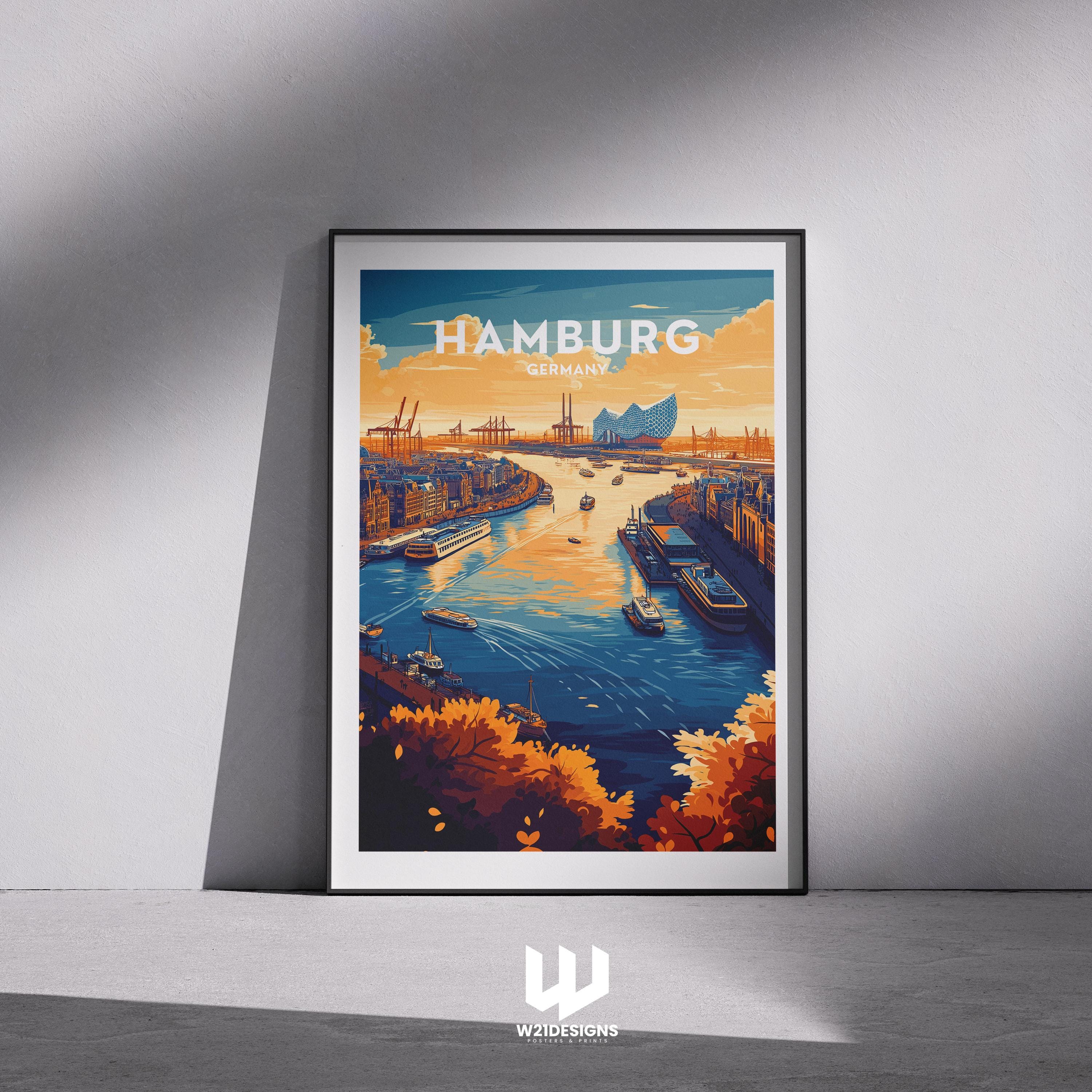 Hamburg Germany Art Print: Elbphilharmonie, HafenCity Travel Poster