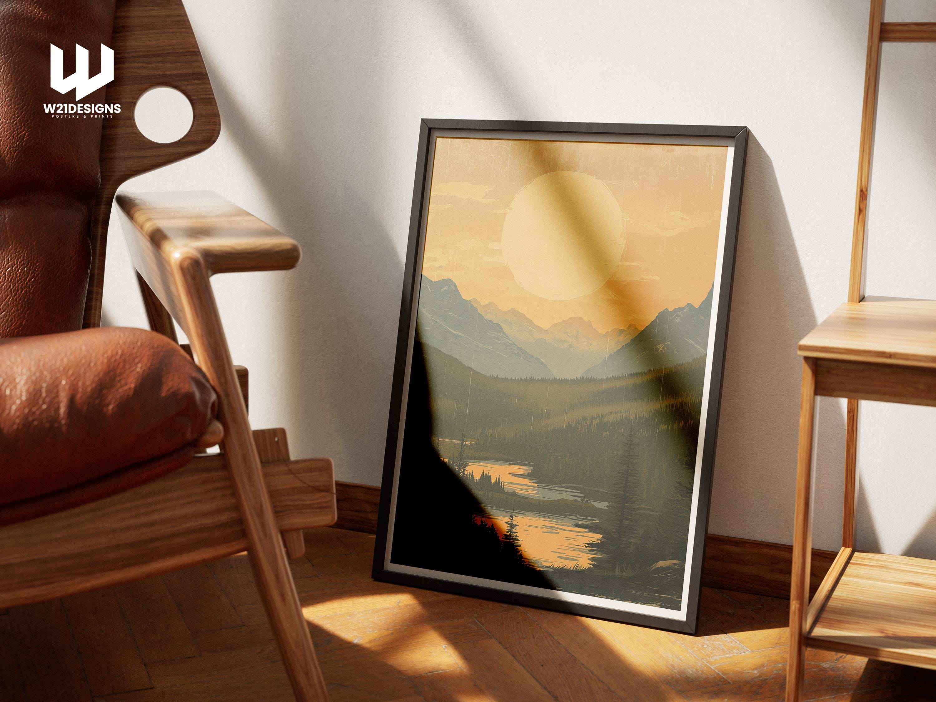 Vintage National Park Poster: Retro Mountain Landscape Art Print