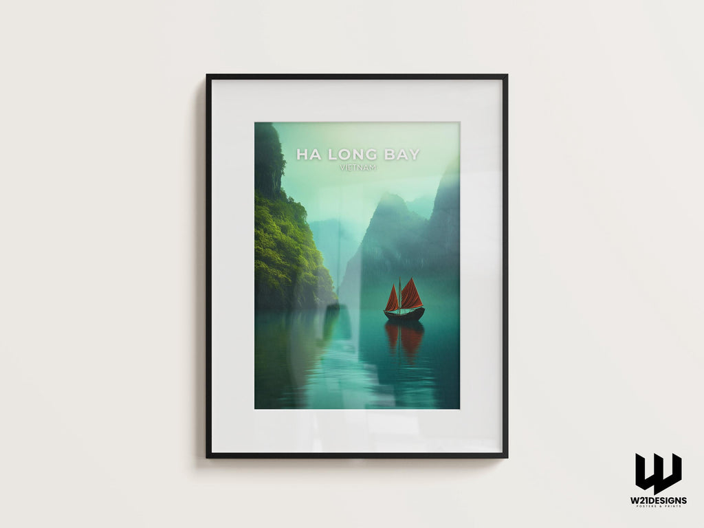 Ha Long Bay Travel Poster: Vietnam Landscape Art Print