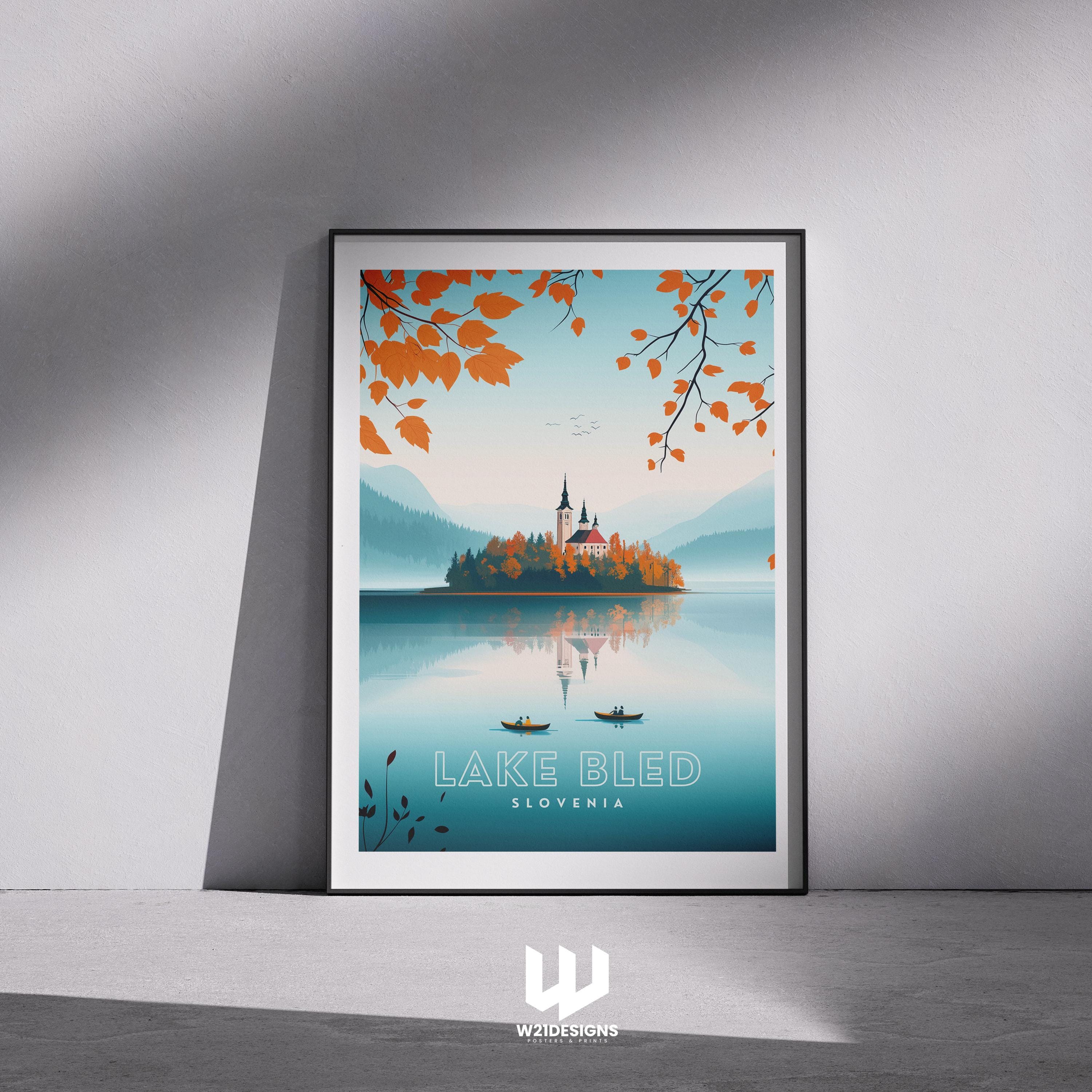 Lake Bled Print: Slovenia Travel Poster, Alpine Landscape Art