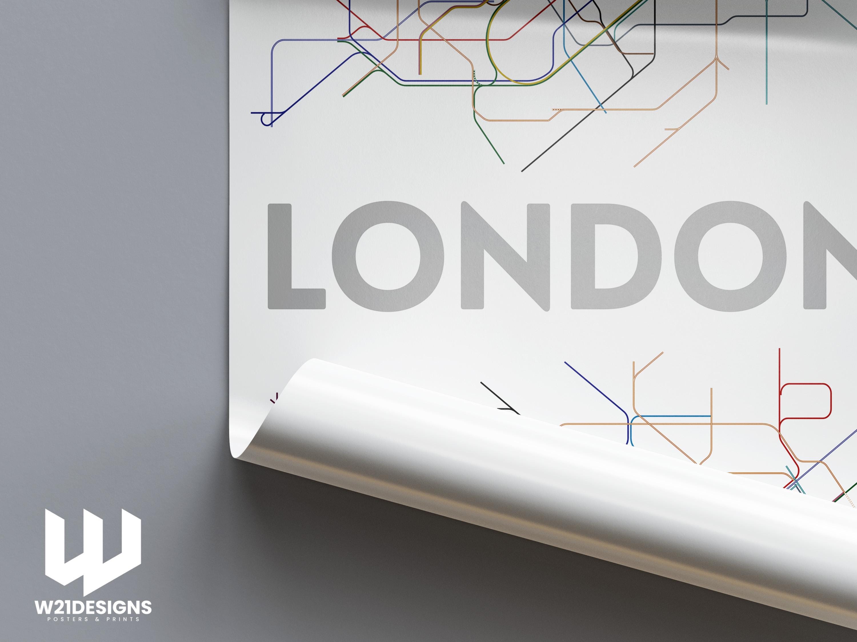 London Underground Map Print: Minimalist Commuter Wall Art