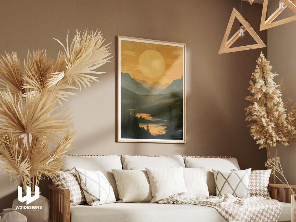 Vintage National Park Poster: Retro Mountain Landscape Art Print
