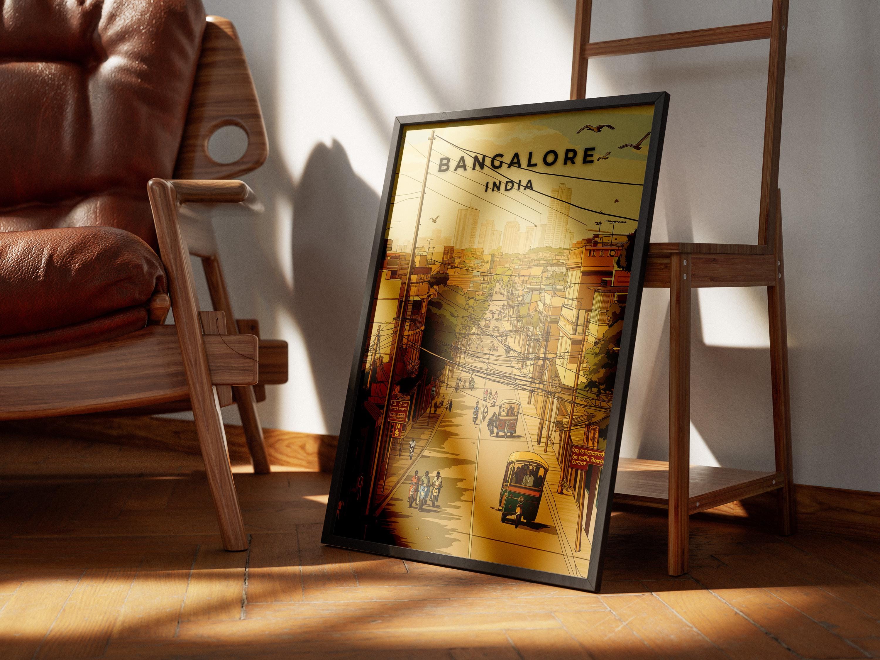 Bangalore India Travel Poster: Urban Cityscape Art Print