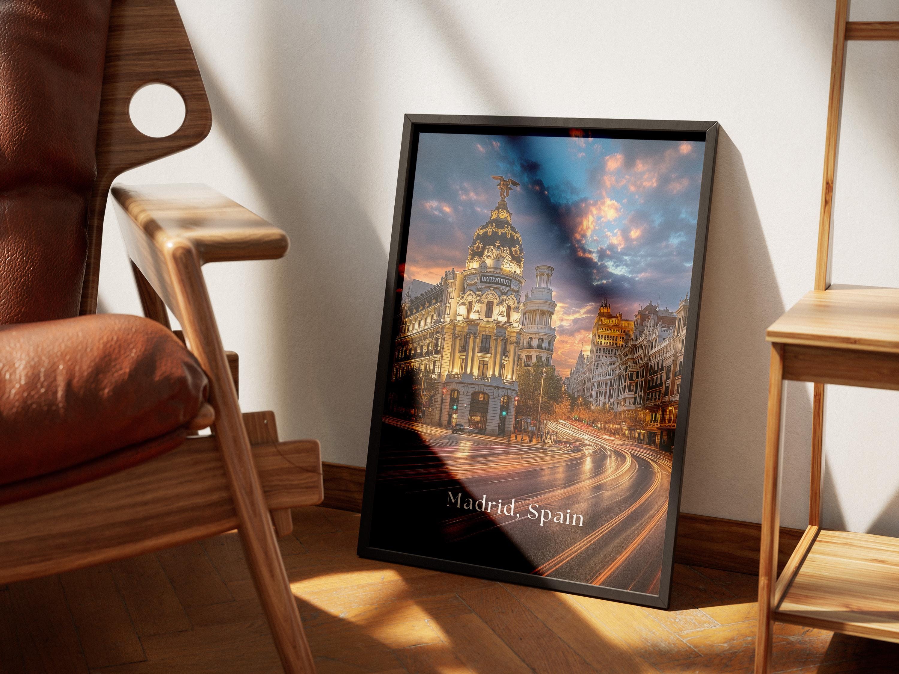 Madrid Spain Poster: Gran Vía Night Cityscape Art Print