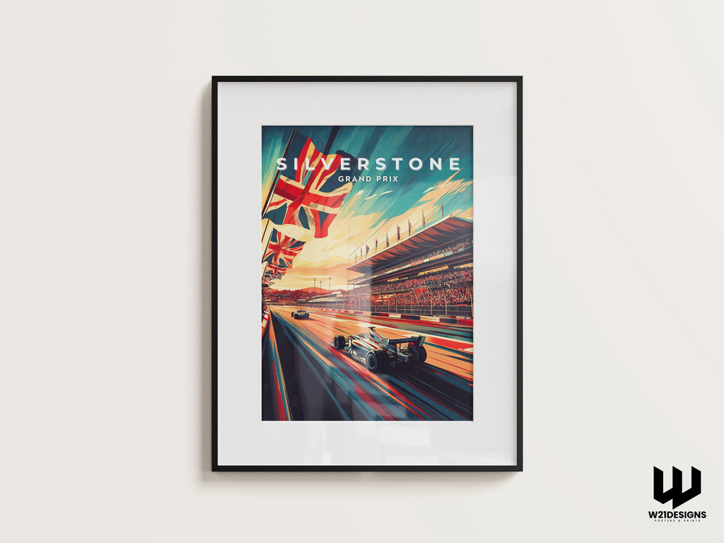 Silverstone Grand Prix Poster: Vintage British F1 Racing Art Print