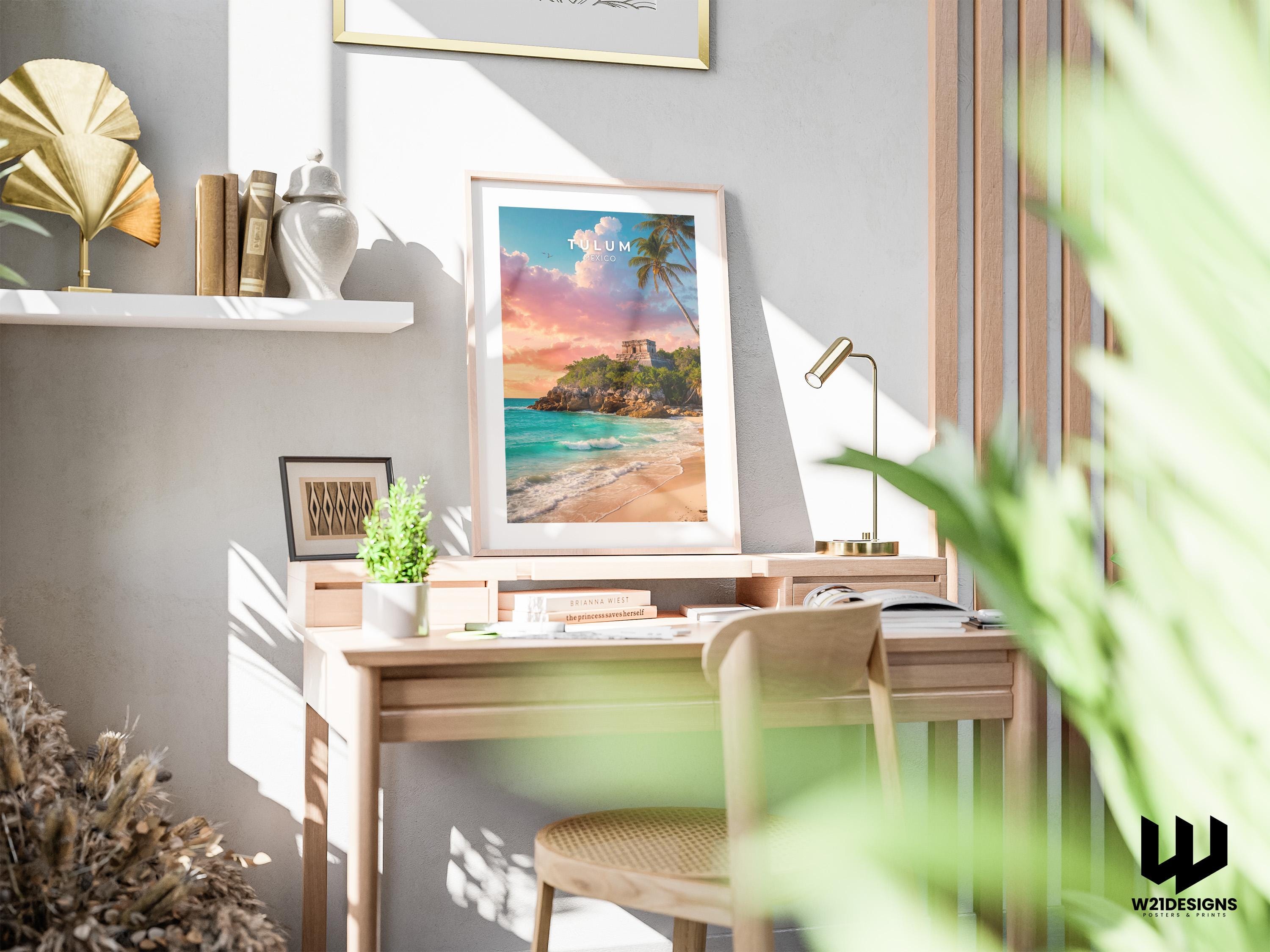 Tulum Mayan Ruins Print: Mexico Travel Poster, Beach Paradise