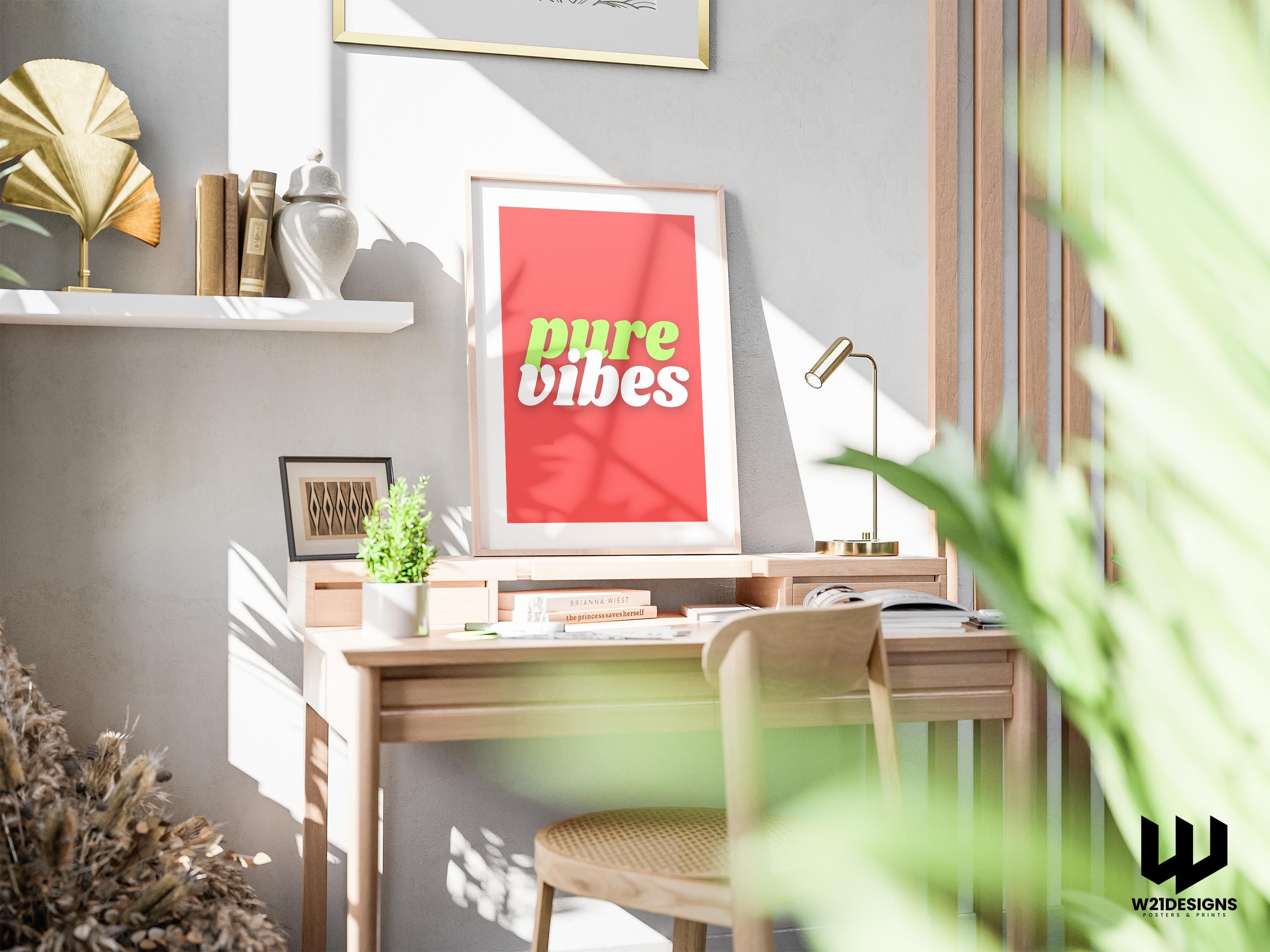 Pure Vibes Print: Retro Y2K Neon Wall Art
