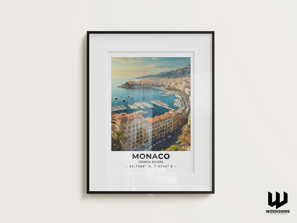 Monaco Travel Poster: French Riviera Yacht Harbor Art