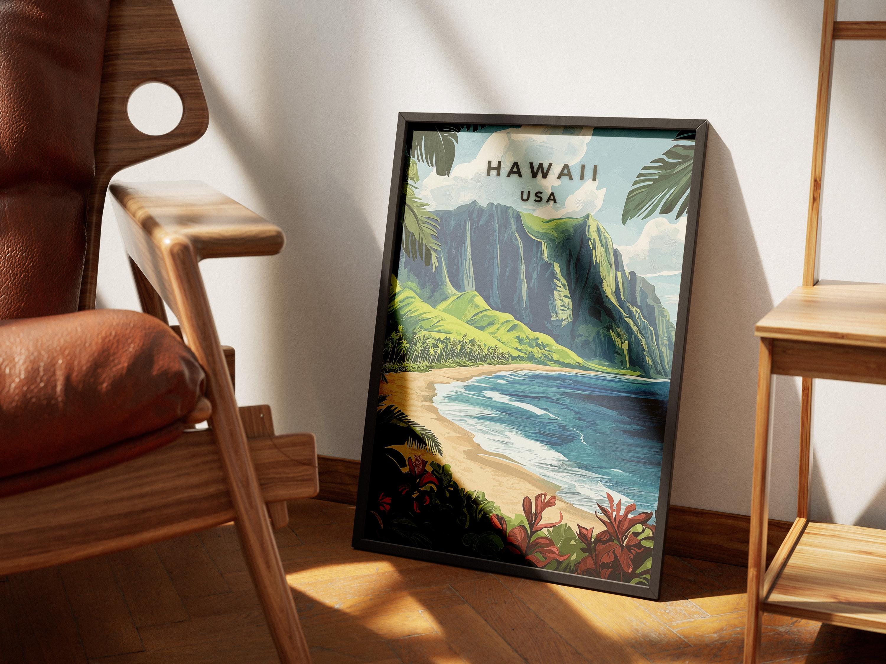 Hawaii Travel Poster: Vintage Tropical Beach Art Print