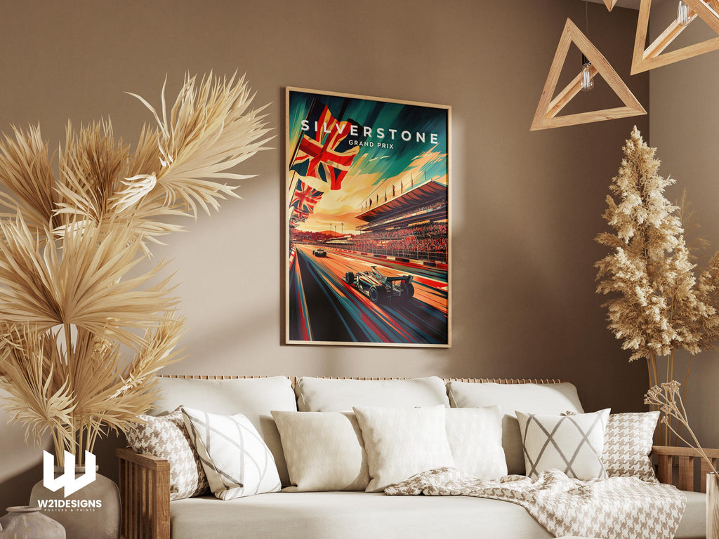 Silverstone Grand Prix Poster: Vintage British F1 Racing Art Print
