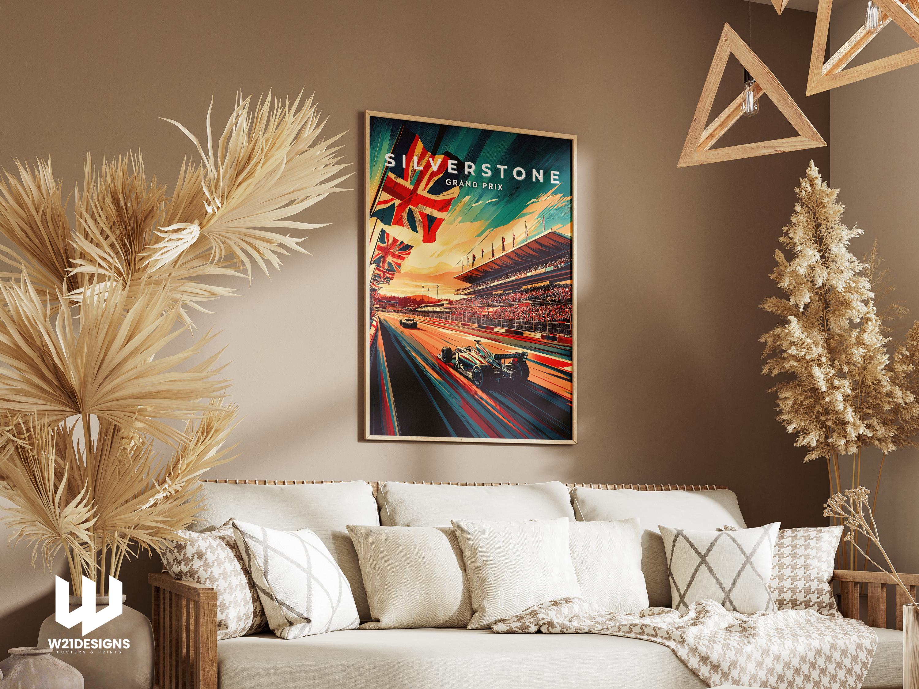 Silverstone Grand Prix Poster: Vintage British F1 Racing Art Print