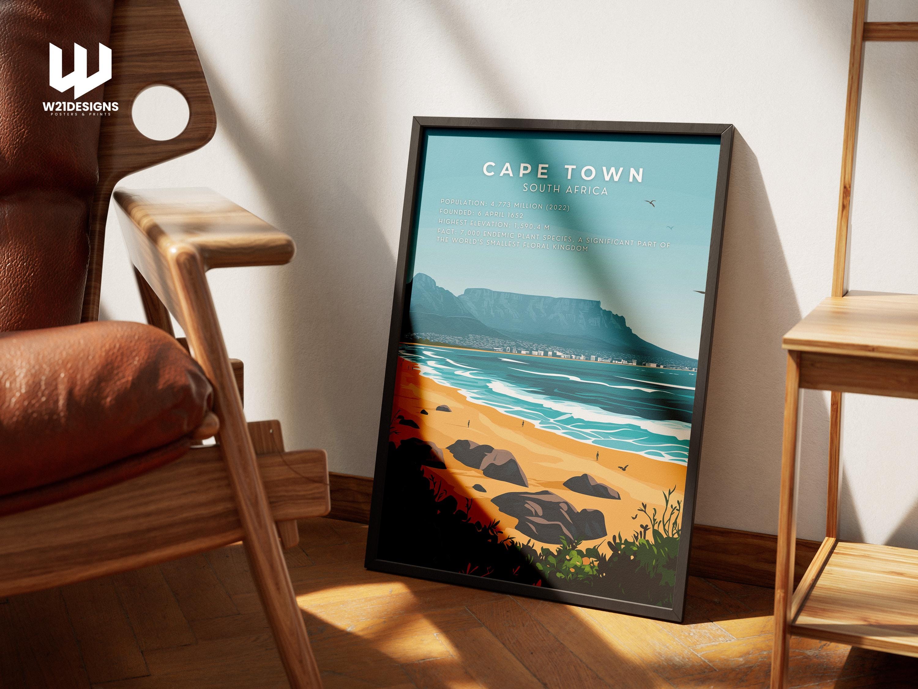 Cape Town Travel Poster: South Africa, Table Mountain Art