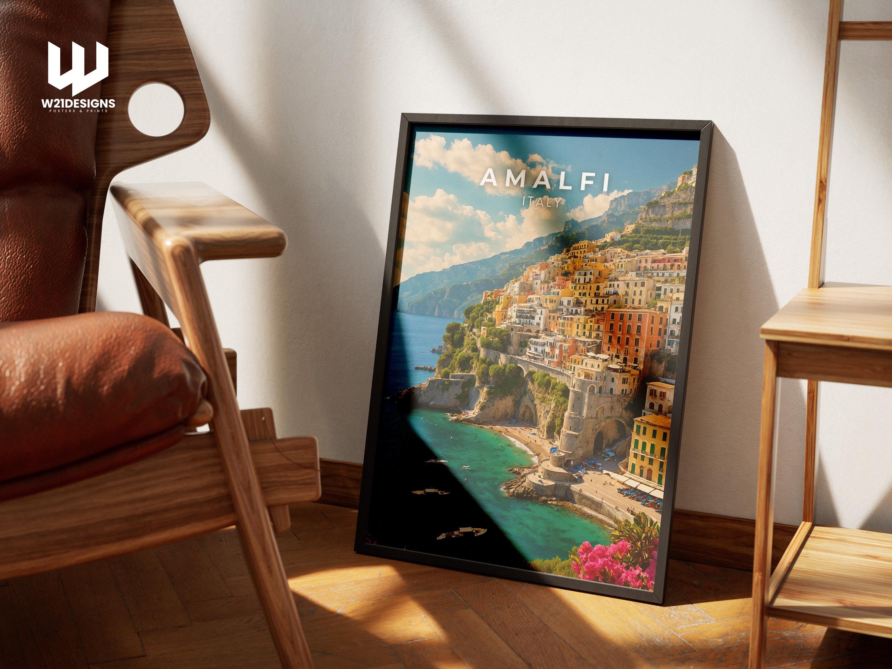 Amalfi Coast Travel Print: Italy Coastal Art, Mediterranean Decor