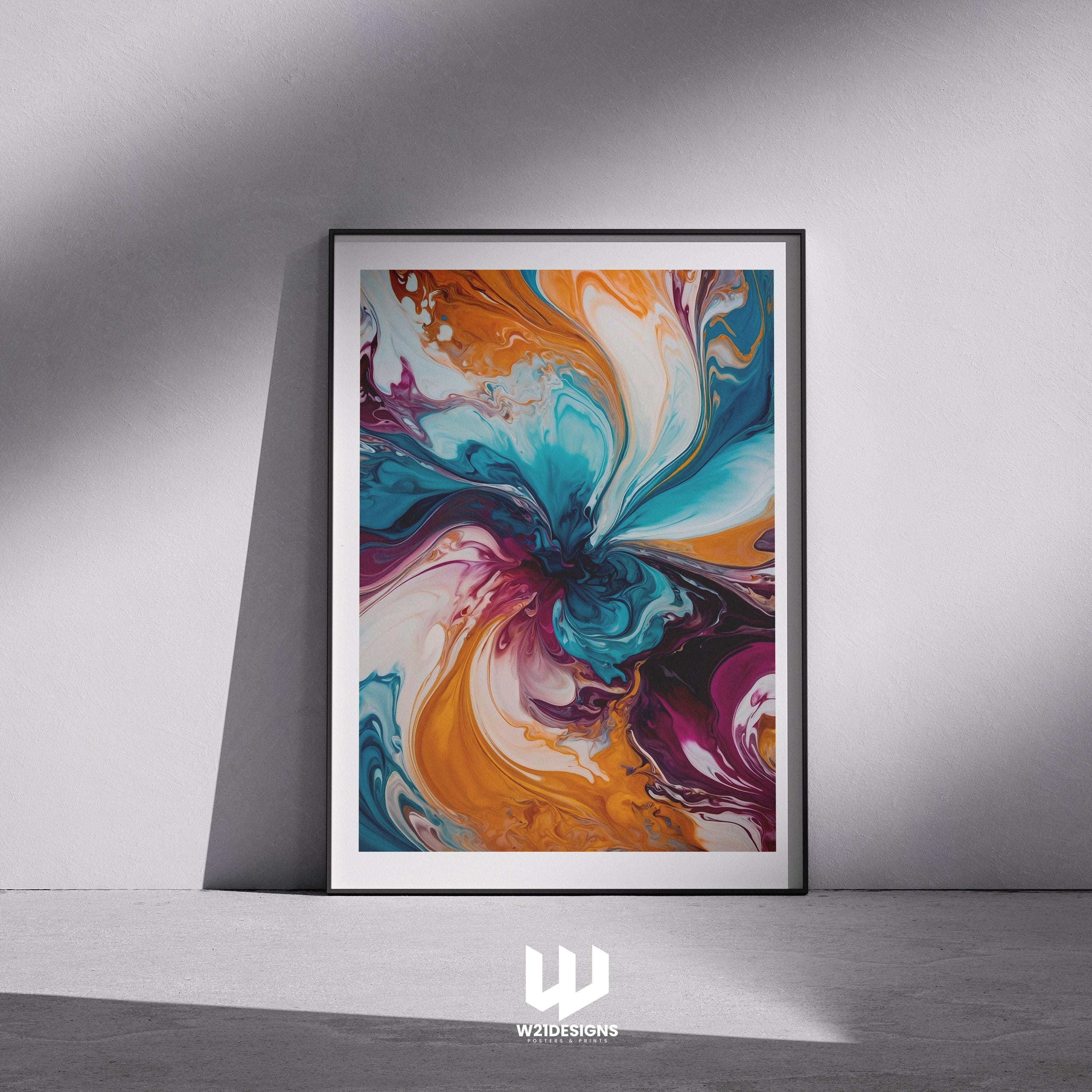 Abstract Fluid Art Print: Colorful Swirls, Modern Home Decor