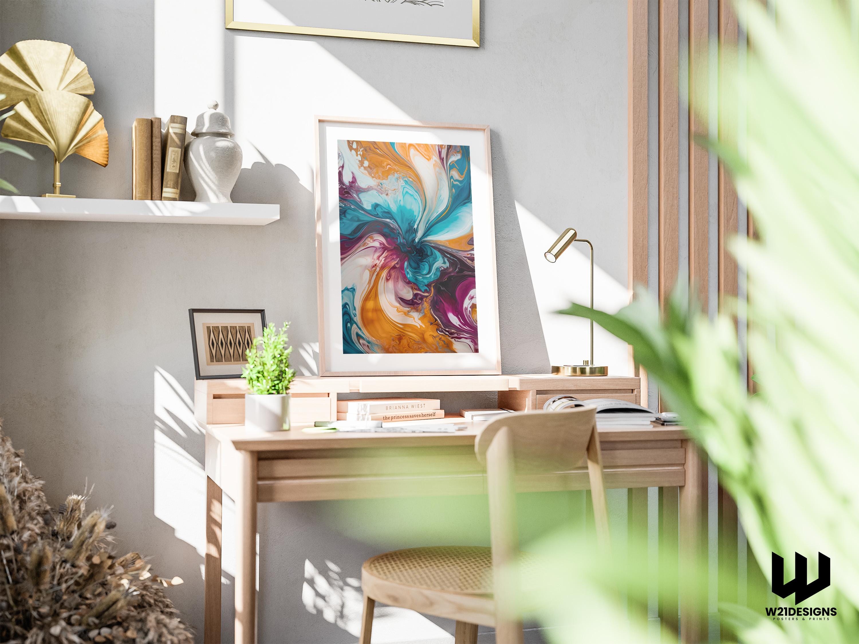 Abstract Fluid Art Print: Colorful Swirls, Modern Home Decor