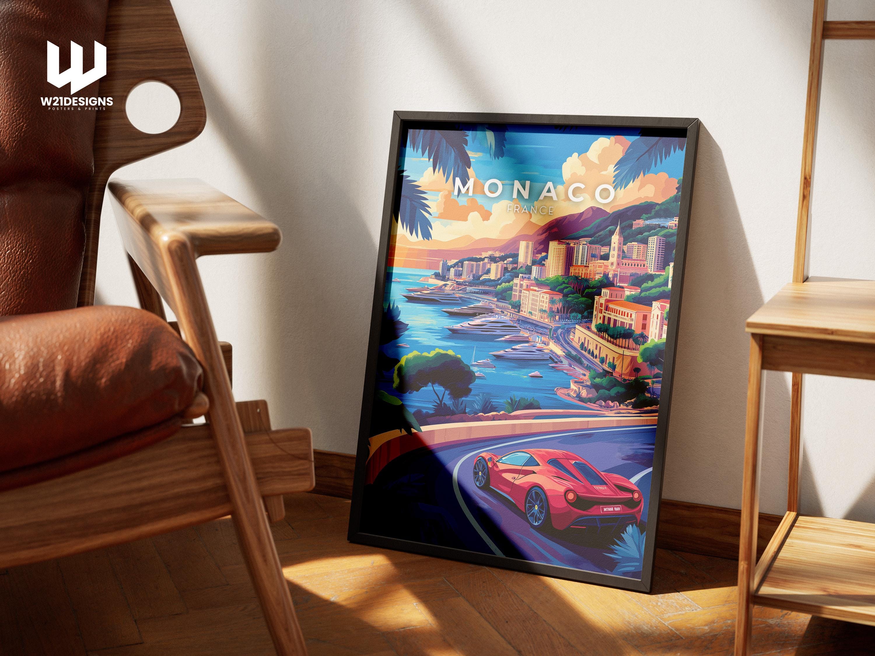 Monaco Travel Poster: French Riviera, Luxury Car Art
