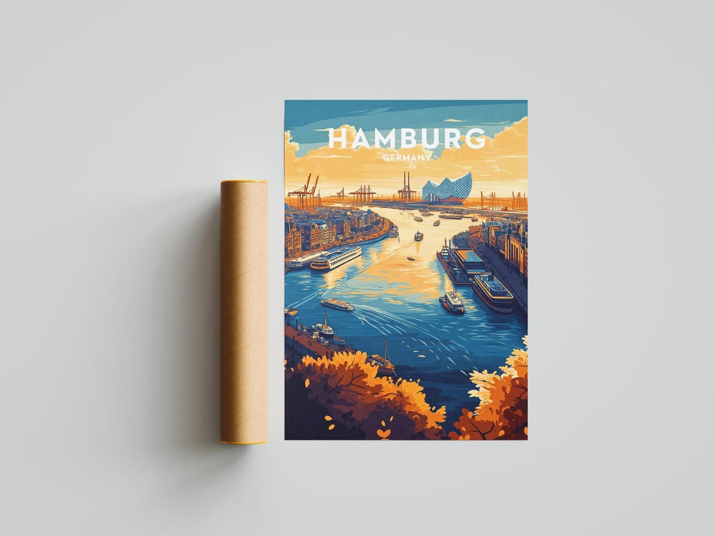 Hamburg Germany Art Print: Elbphilharmonie, HafenCity Travel Poster