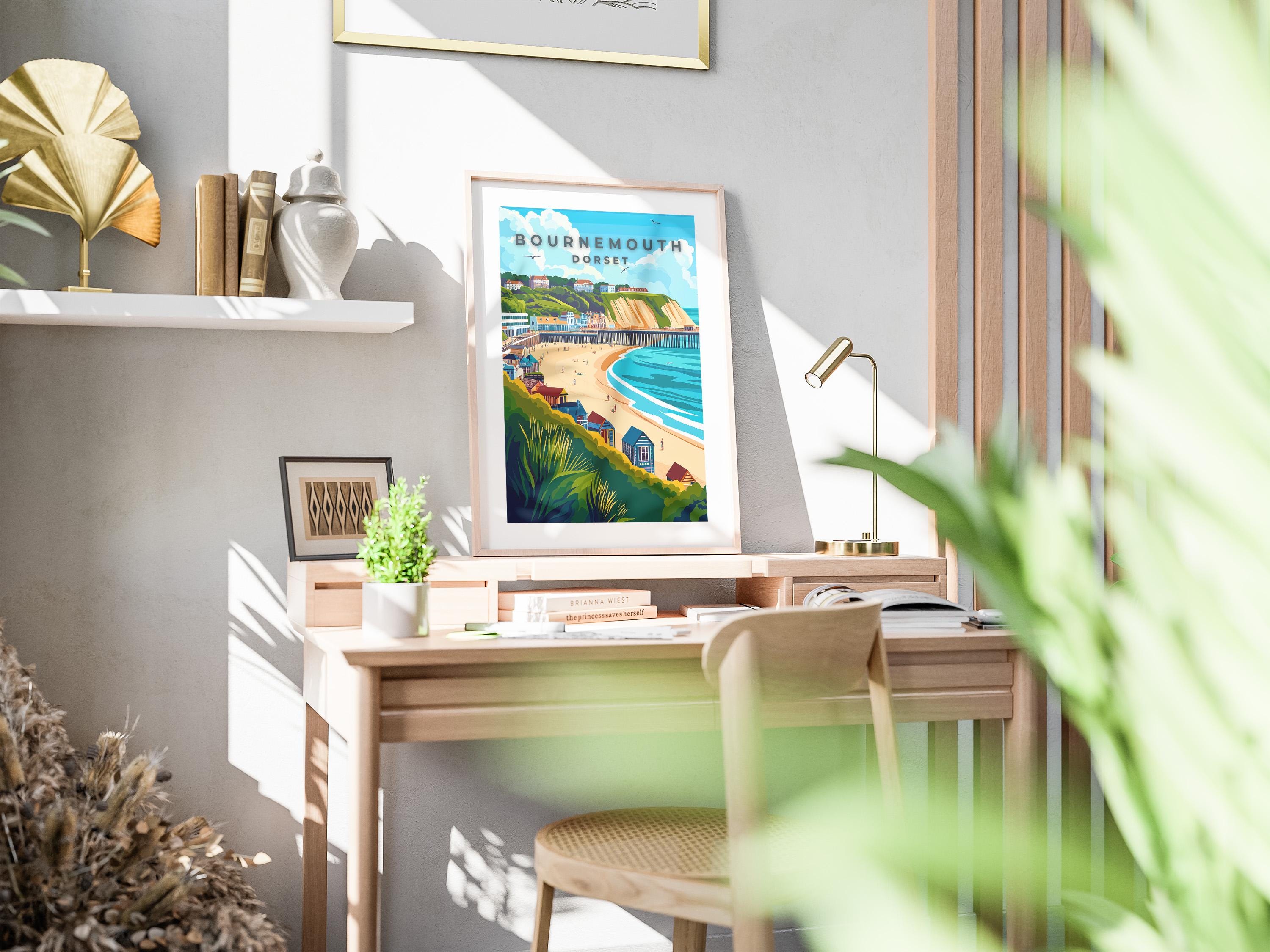 Bournemouth Pier Vintage Travel Poster: Dorset Coastal Art Print