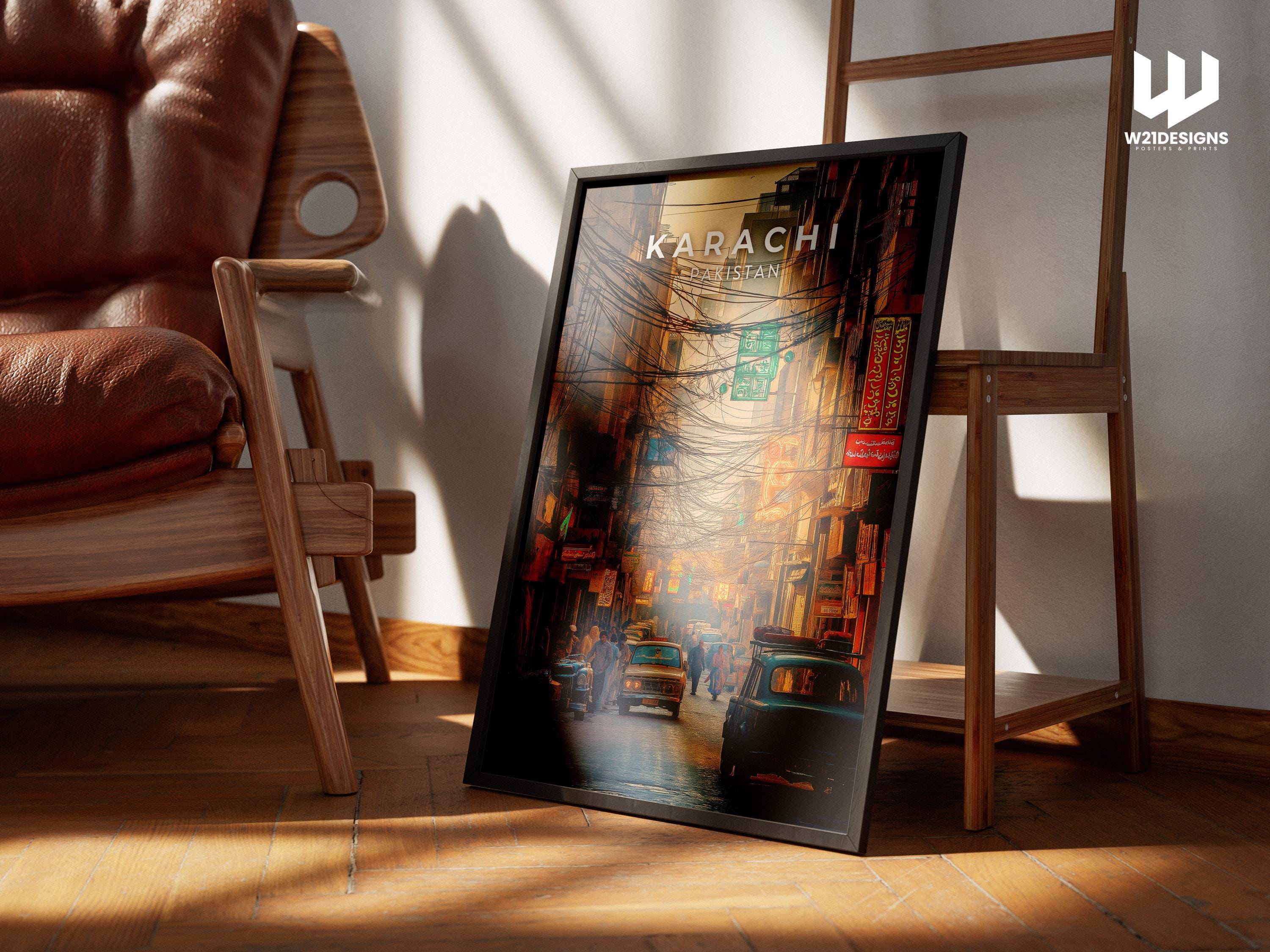 Karachi Pakistan Travel Print: Vintage Cityscape Wall Art