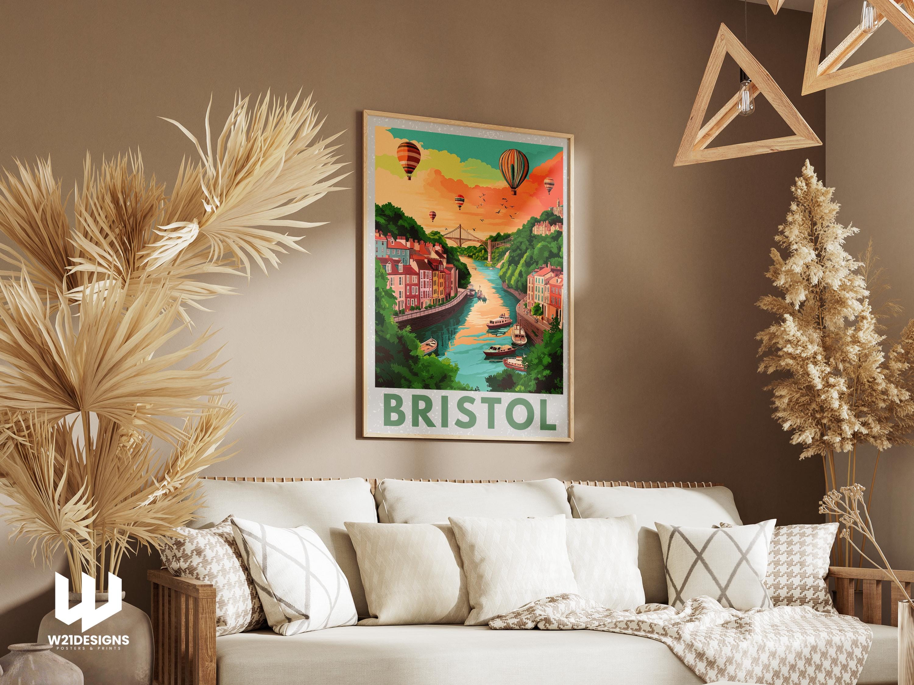 Bristol Travel Poster: Clifton Suspension Bridge & Balloon Fiesta