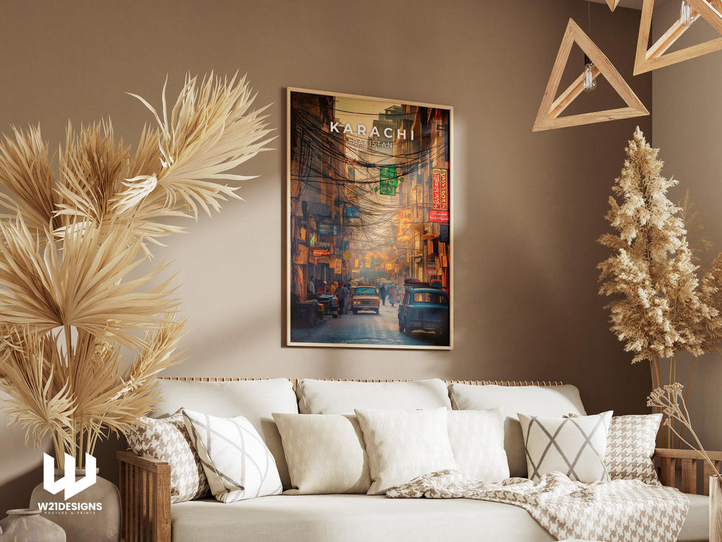 Karachi Pakistan Travel Print: Vintage Cityscape Wall Art
