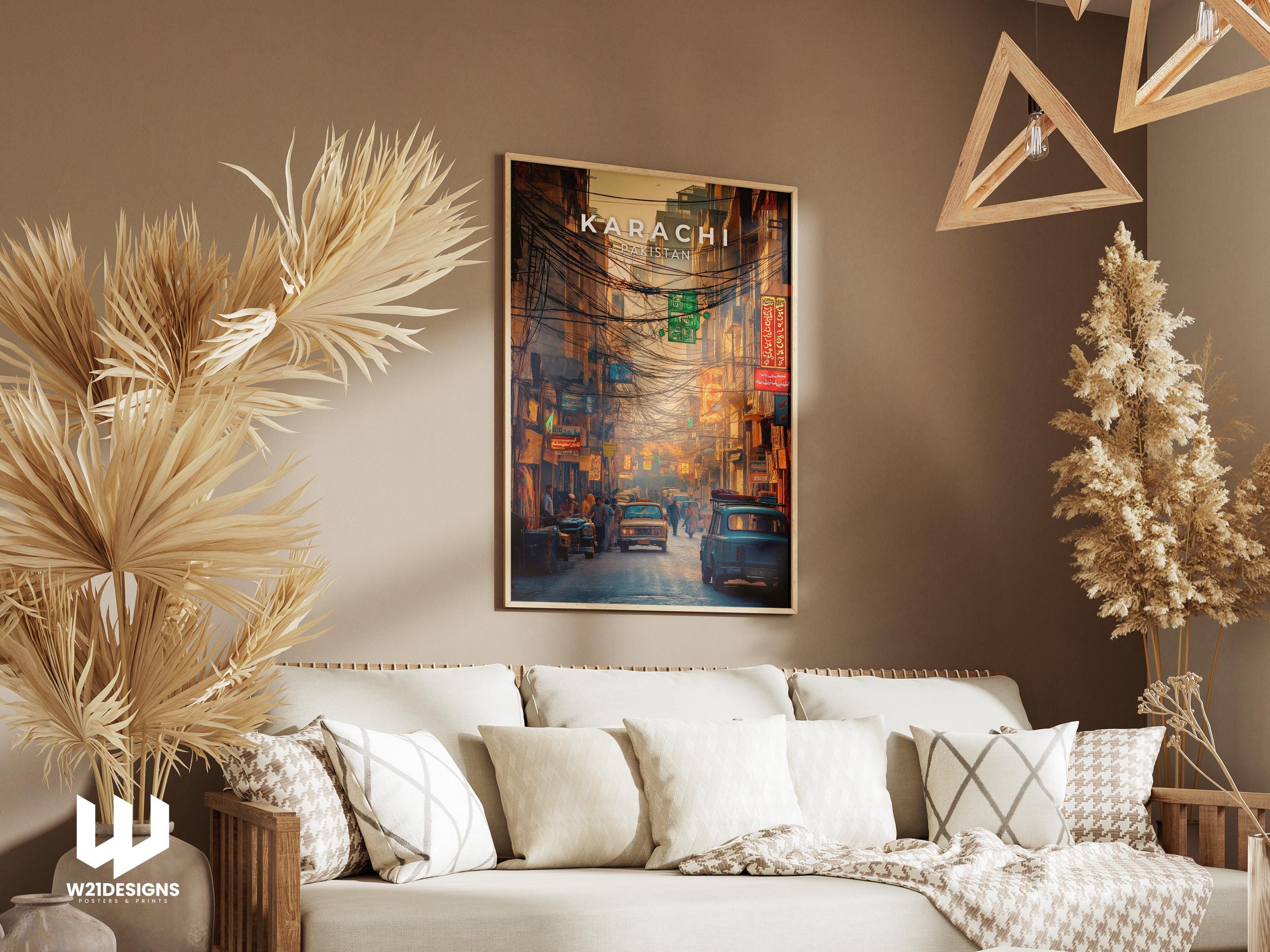 Karachi Pakistan Travel Print: Vintage Cityscape Wall Art