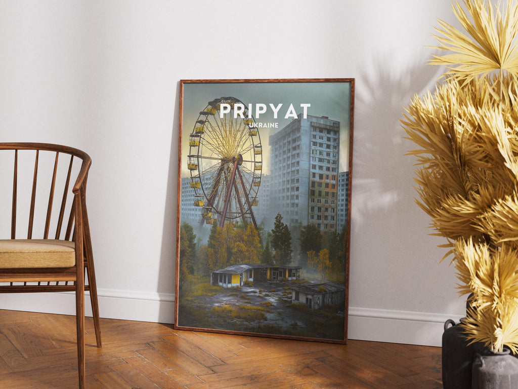 Pripyat Ukraine Poster - Chernobyl Travel Print, Abandoned City Wall Art, Urban Decay Decor, Soviet Architecture Home Artwork