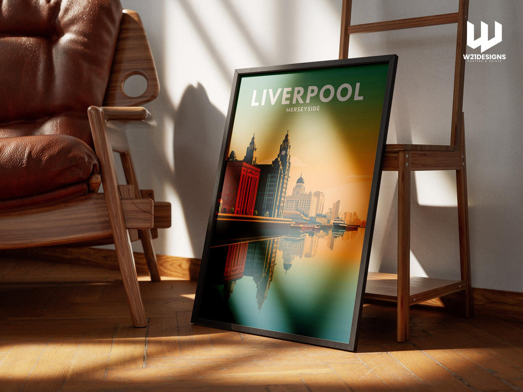 Liverpool Travel Poster | Merseyside Dock Wall Art | Vintage Waterfront Print