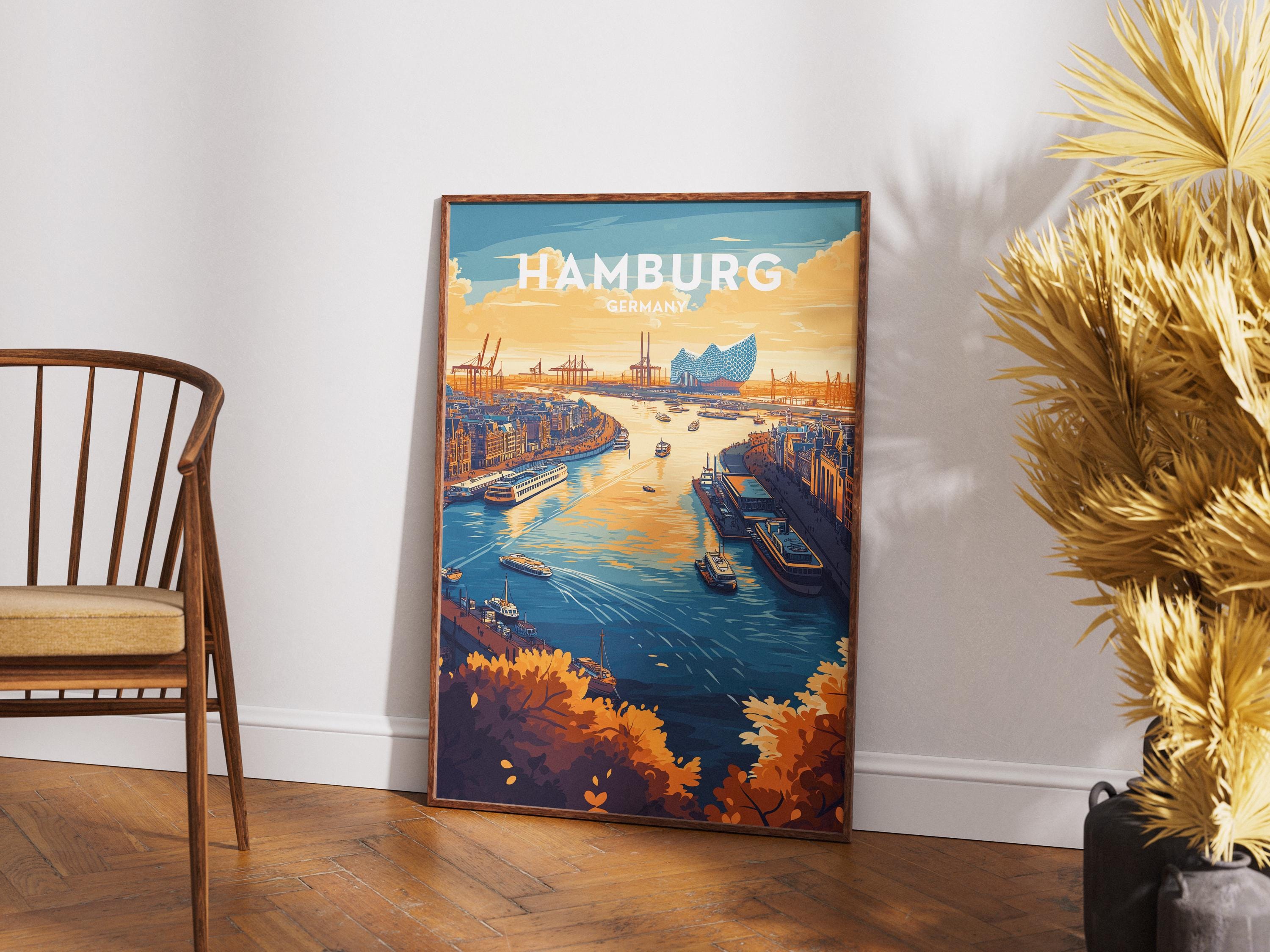 Hamburg Germany Art Print: Elbphilharmonie, HafenCity Travel Poster