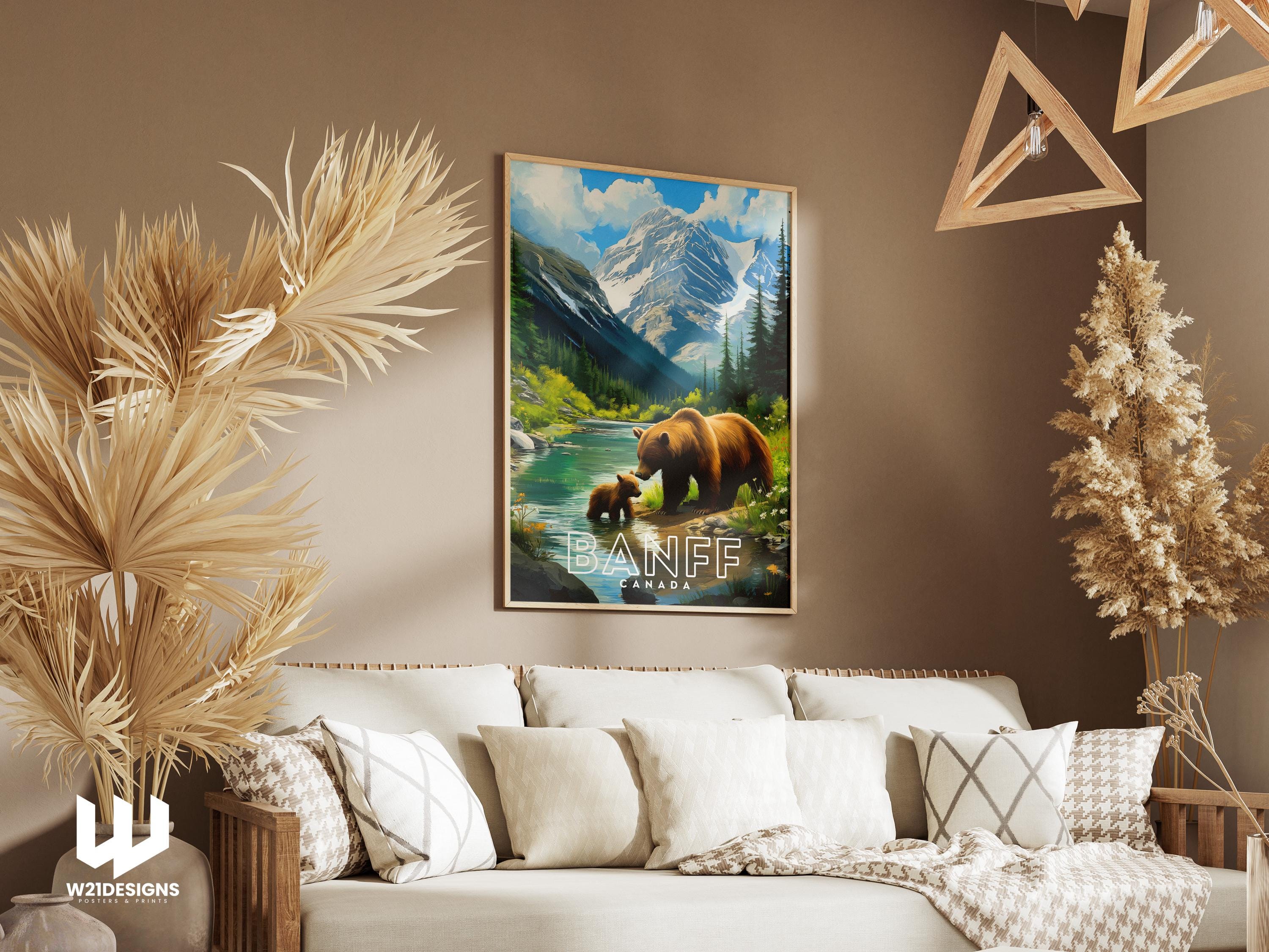 Banff Travel Poster: Illustrated Canada Mountain Landscape Art Print