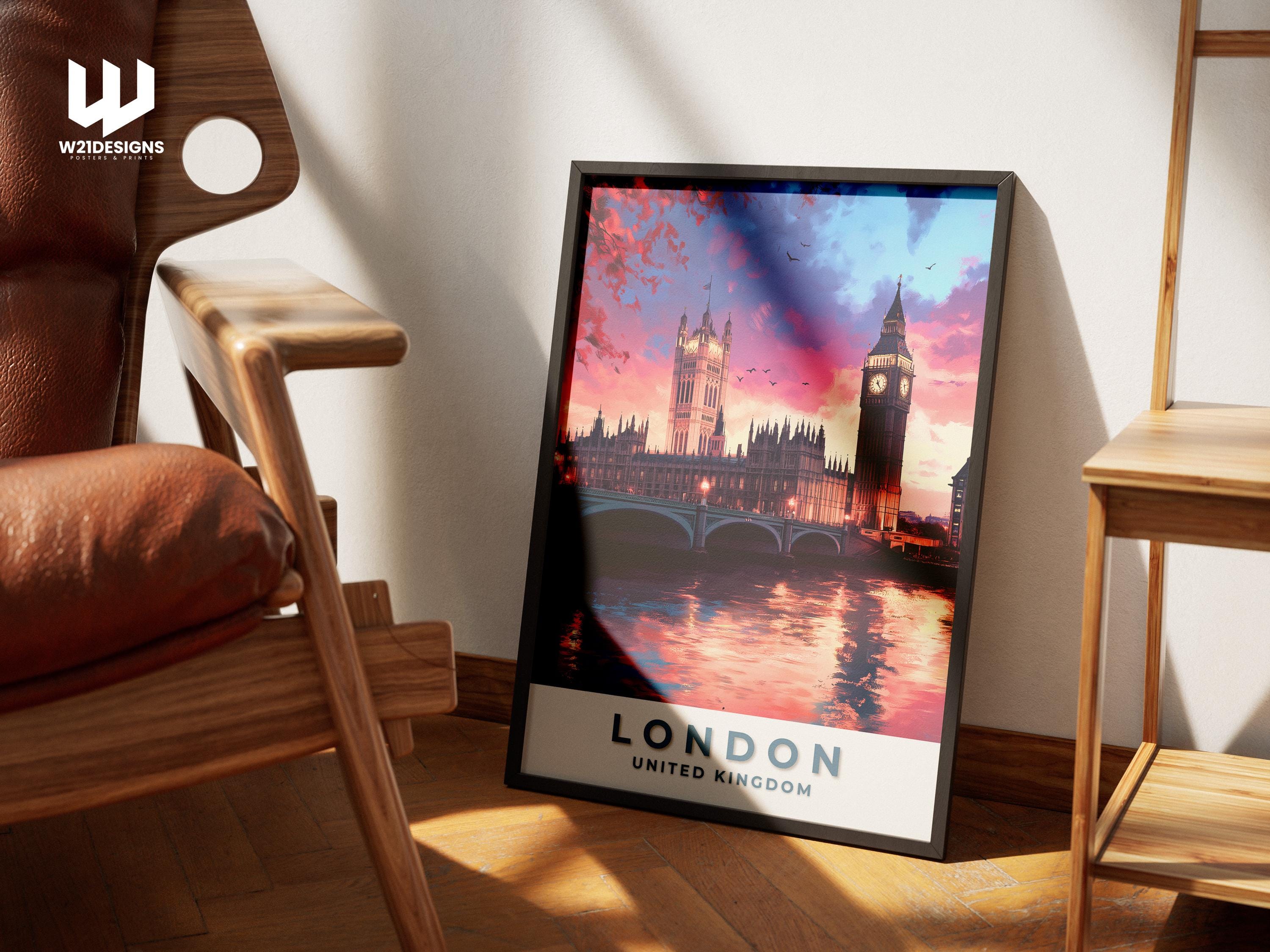 London Skyline Poster: Big Ben & Westminster Bridge Art Print