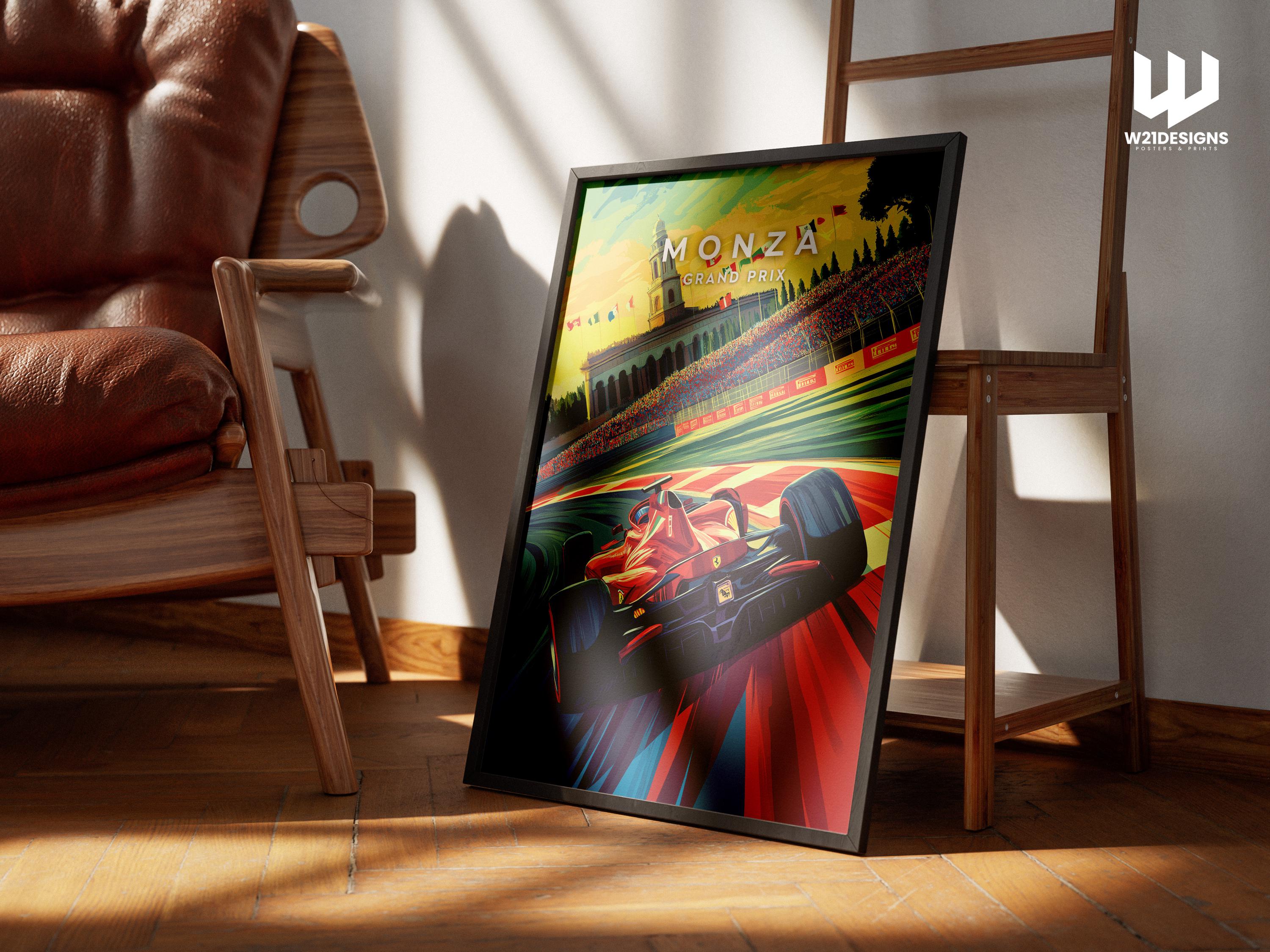 Monza Grand Prix Poster: Ferrari F1 Racing Art Print