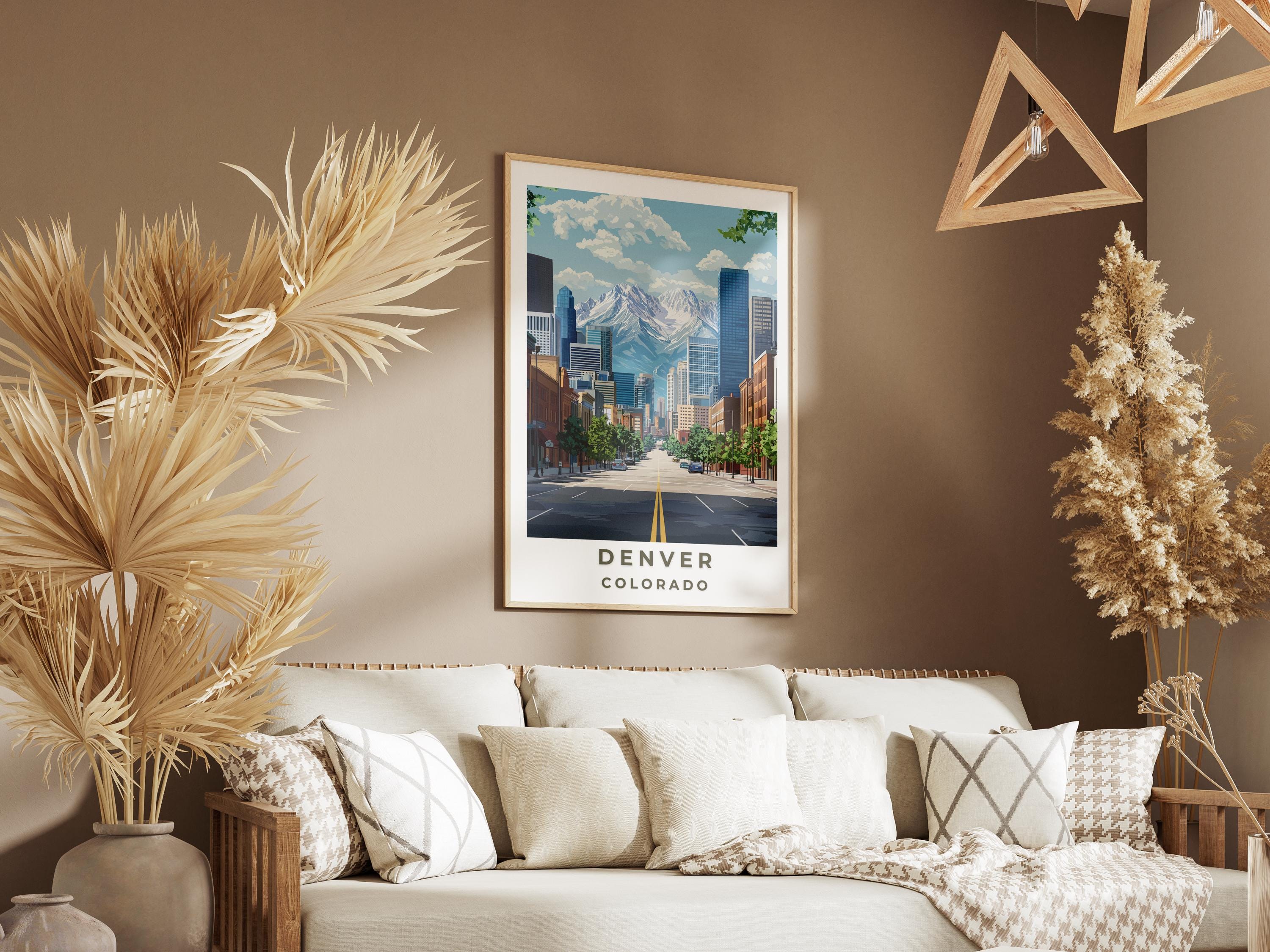 Denver Colorado Travel Poster: Rocky Mountains, Mid-Century Modern Art