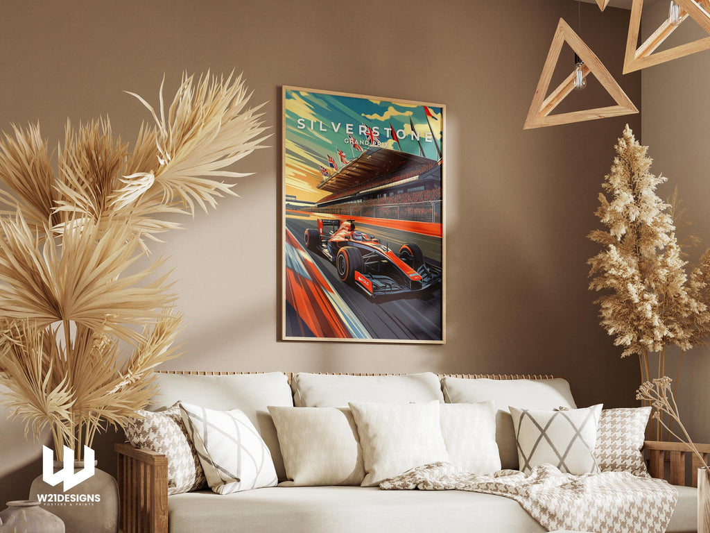 Silverstone Grand Prix Poster: Vintage British F1 Racing Art Print