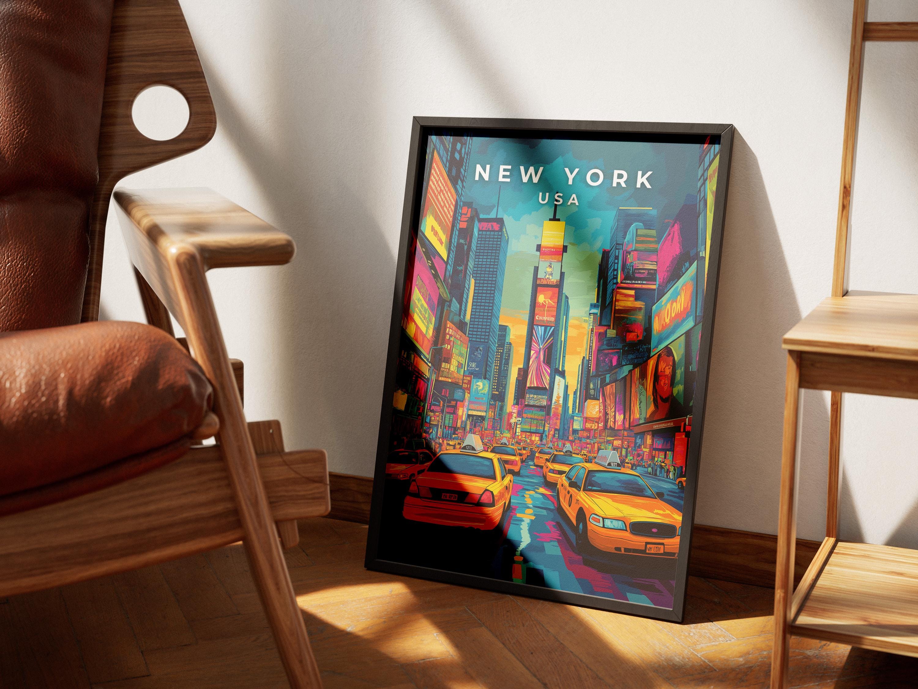 Times Square New York Travel Poster: Vintage-Style Cityscape Print