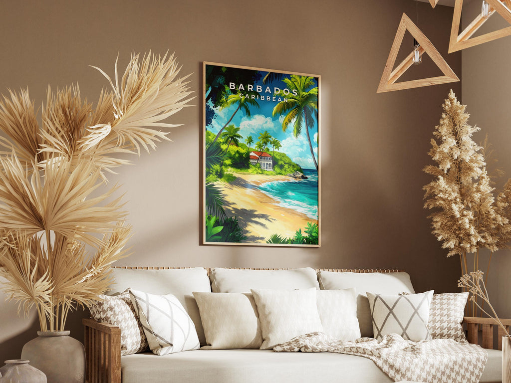 Barbados Travel Poster: Vintage Caribbean Beach Print