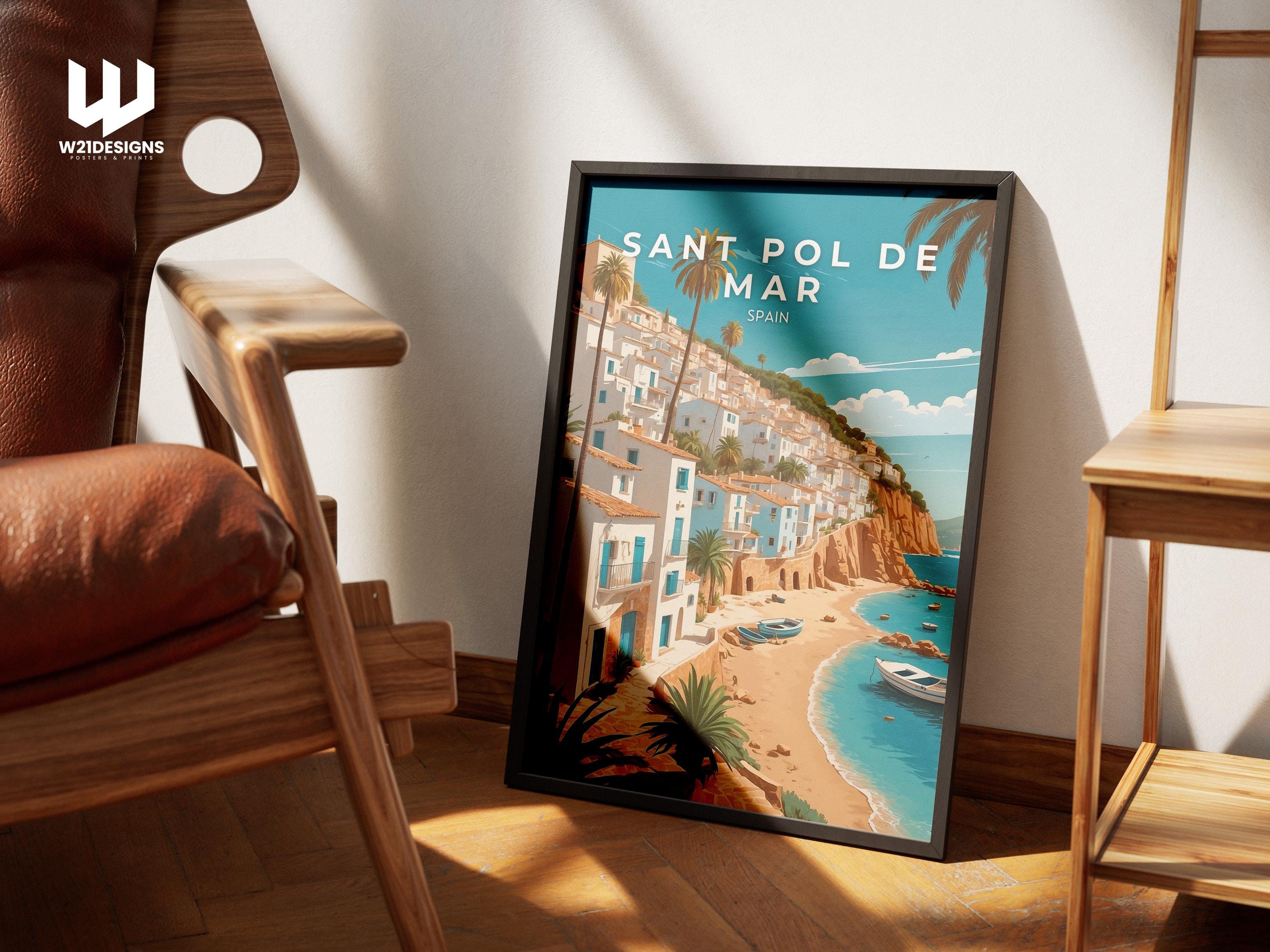 Sant Pol de Mar Print: Colorful Spain Travel Poster