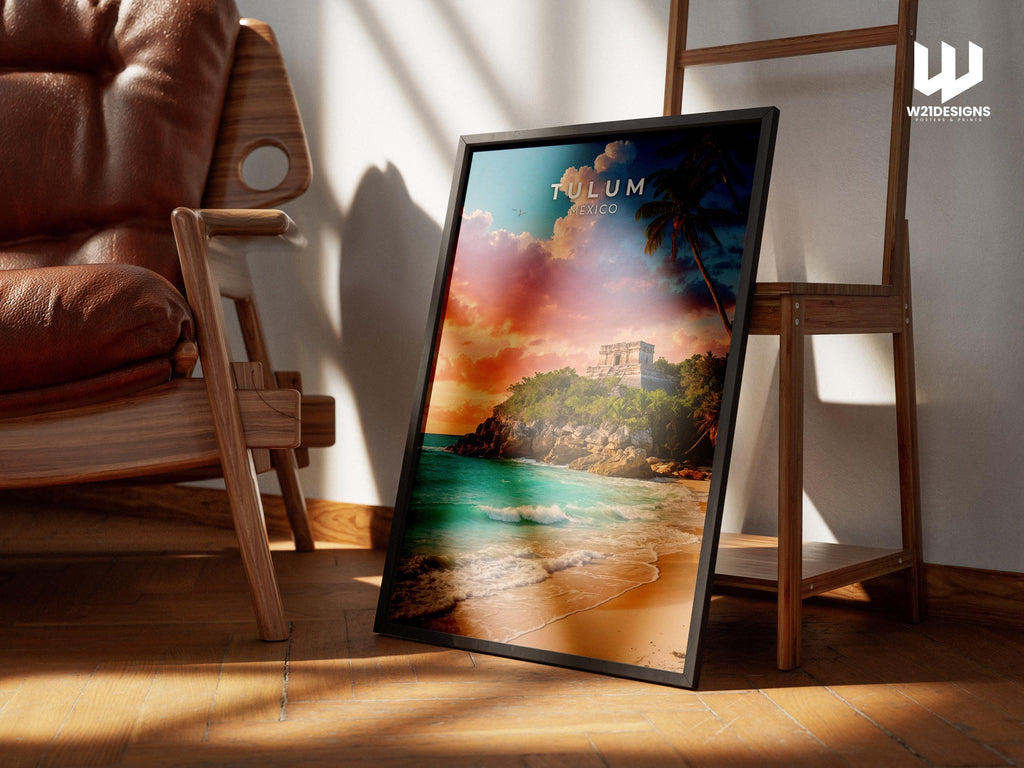 Tulum Mayan Ruins Print: Mexico Travel Poster, Beach Paradise
