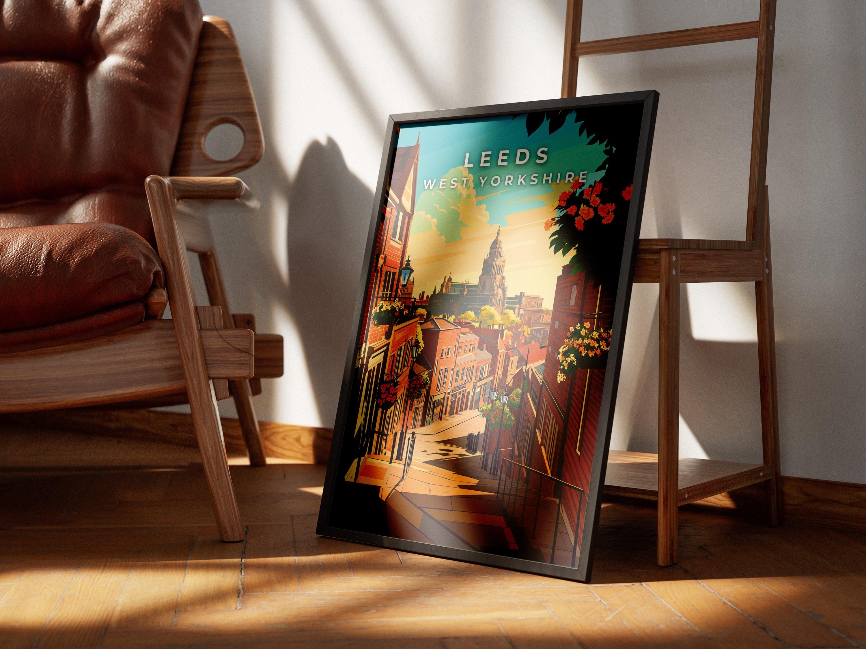 Leeds Travel Poster: Vintage UK Cityscape Art Print