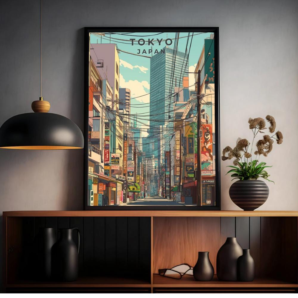 Tokyo Travel Poster: Vintage Japanese Cityscape Art Print