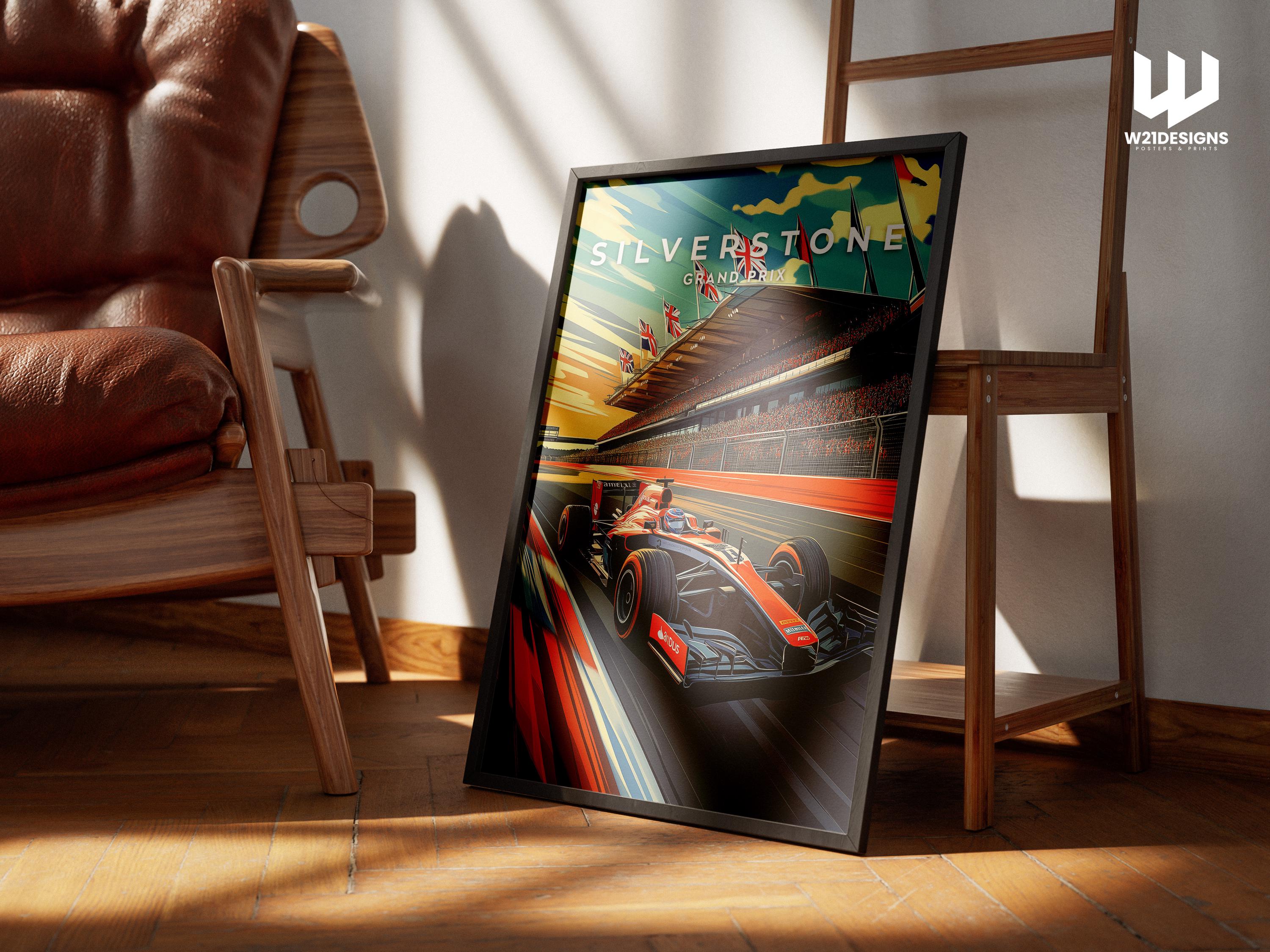 Silverstone Grand Prix Poster: Vintage British F1 Racing Art Print