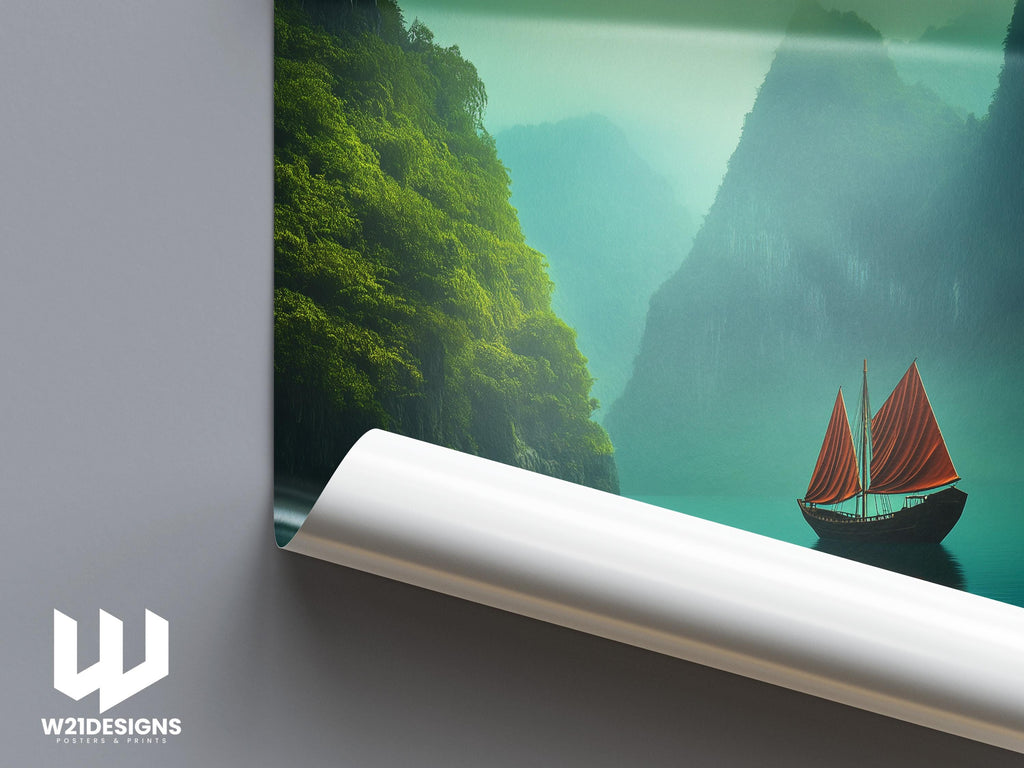 Ha Long Bay Travel Poster: Vietnam Landscape Art Print