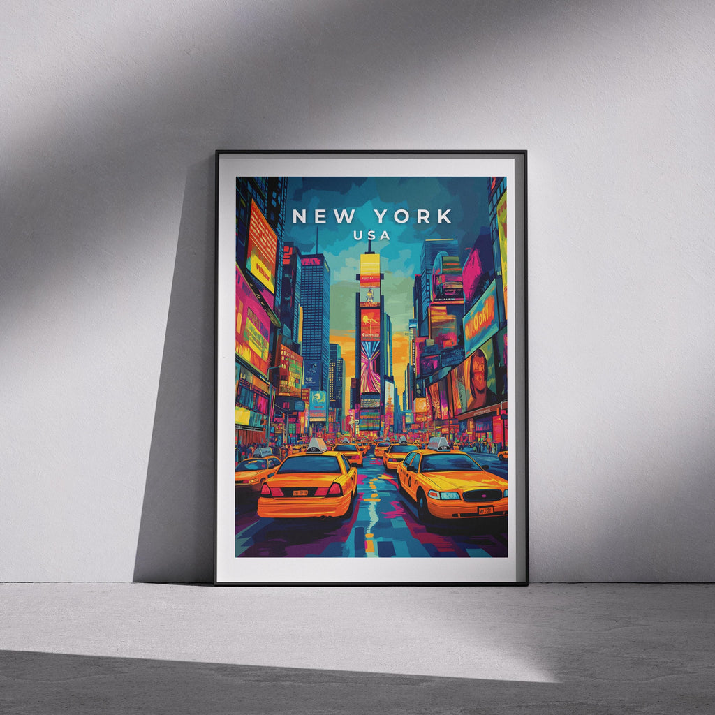Times Square New York Travel Poster: Vintage-Style Cityscape Print